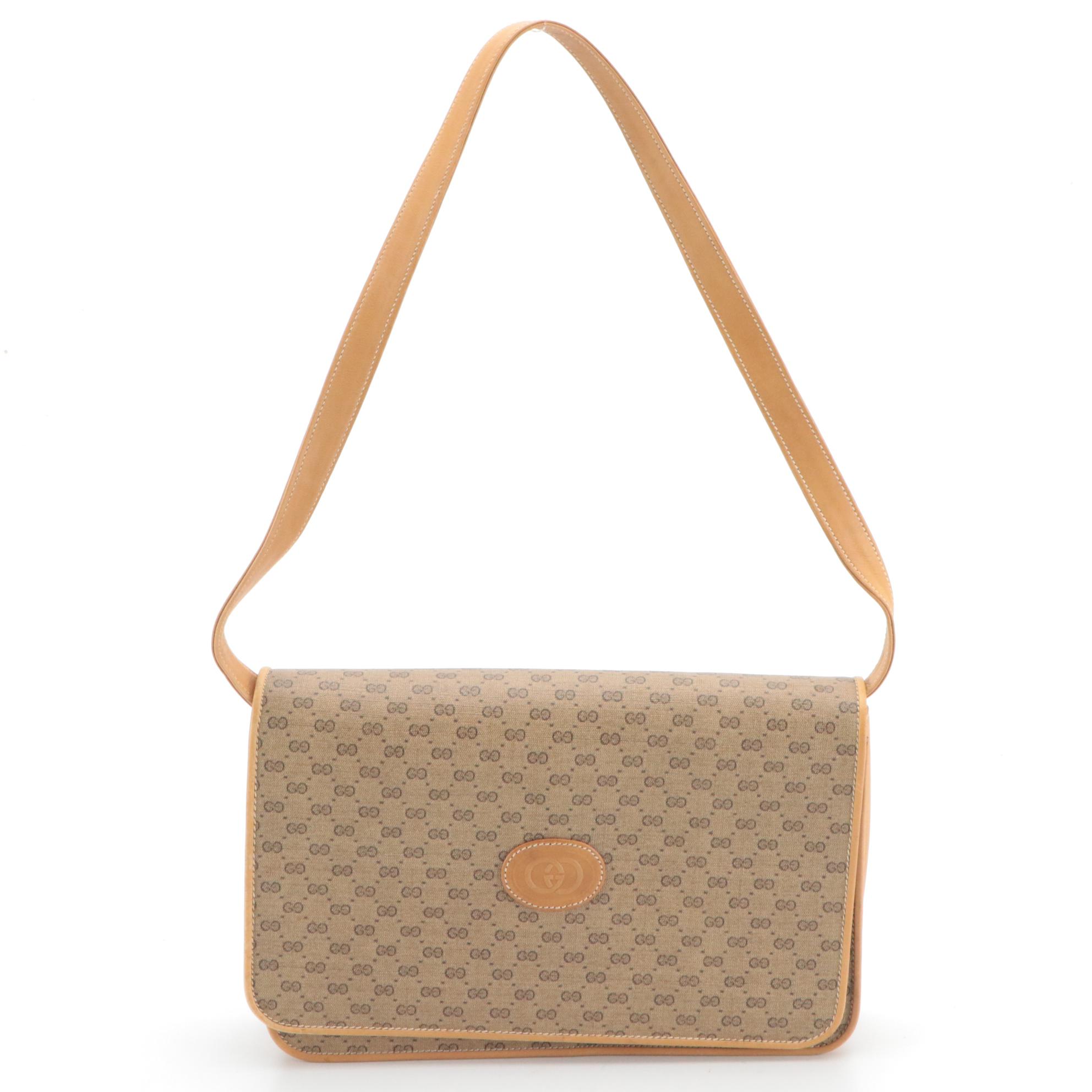 Gucci Micro GG Coated Canvas and Leather Front-Flap Clutch/Crossbody Bag