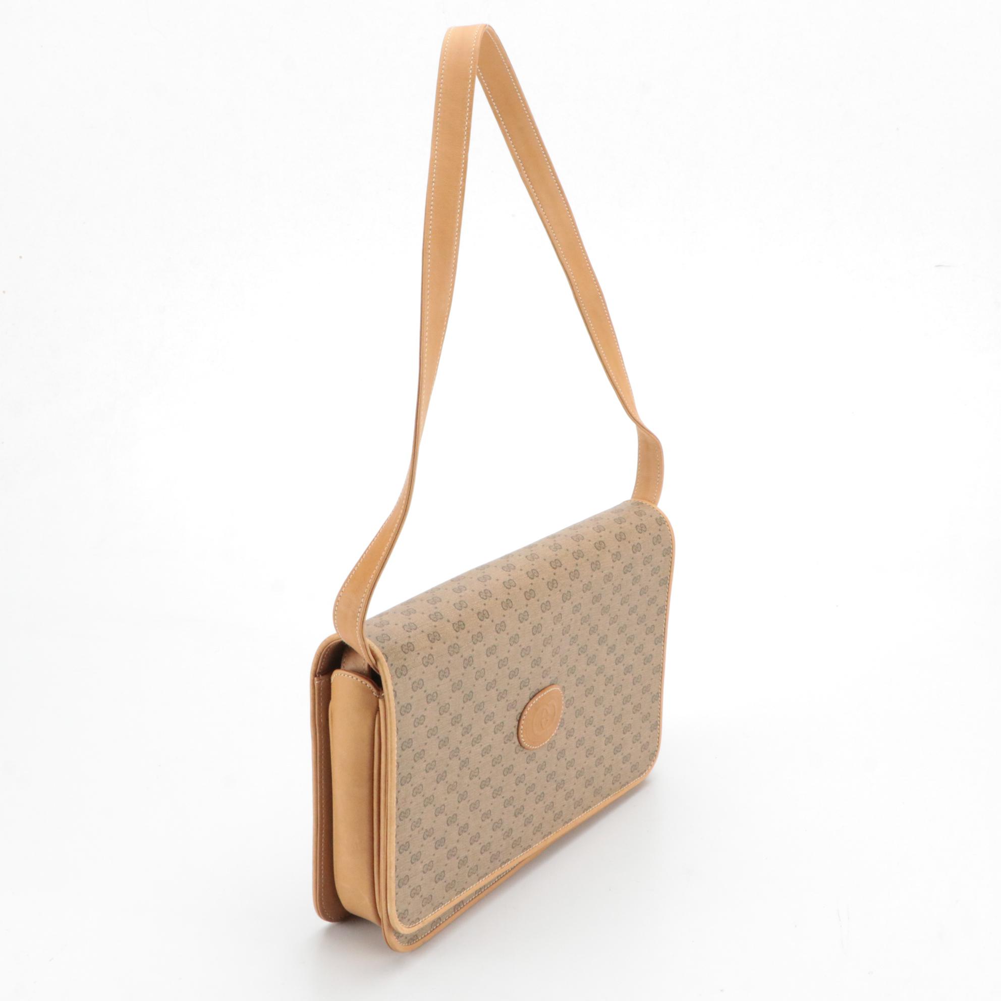 Gucci Micro GG Coated Canvas and Leather Front-Flap Clutch/Crossbody Bag