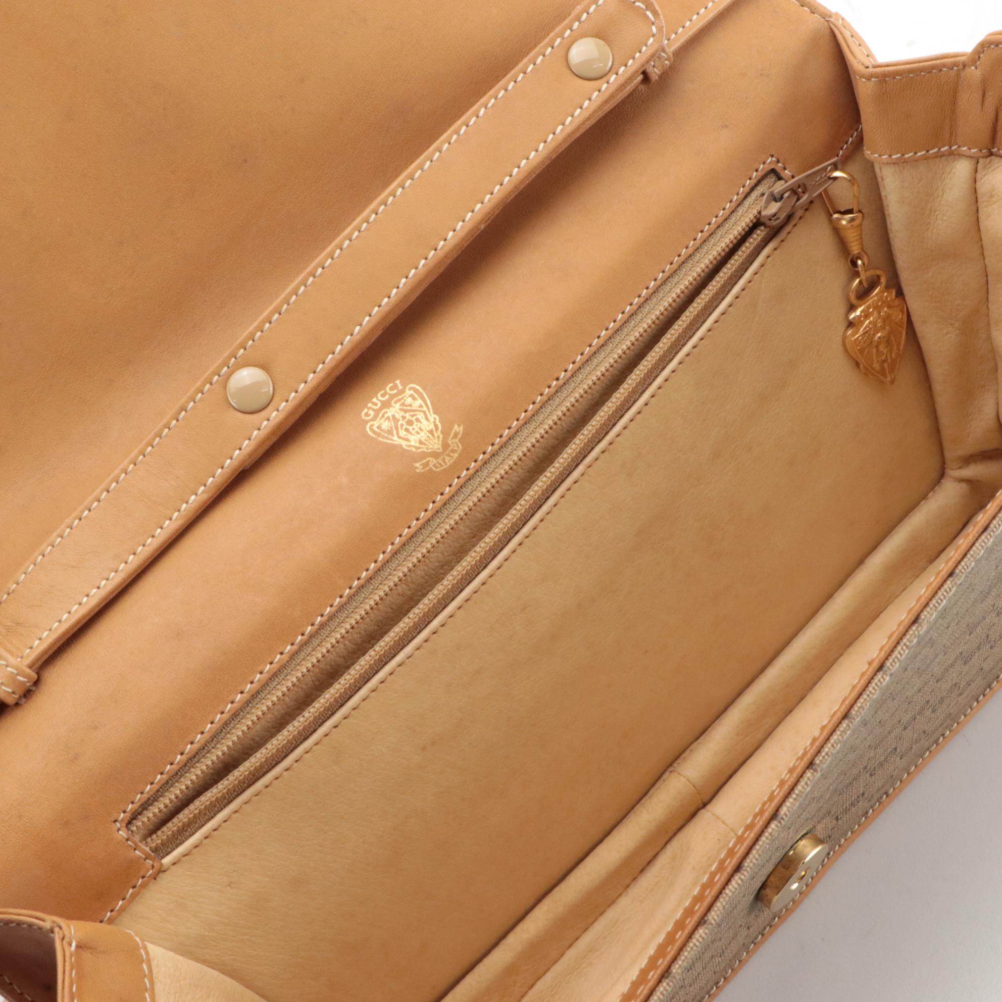 Gucci Micro GG Coated Canvas and Leather Front-Flap Clutch/Crossbody Bag