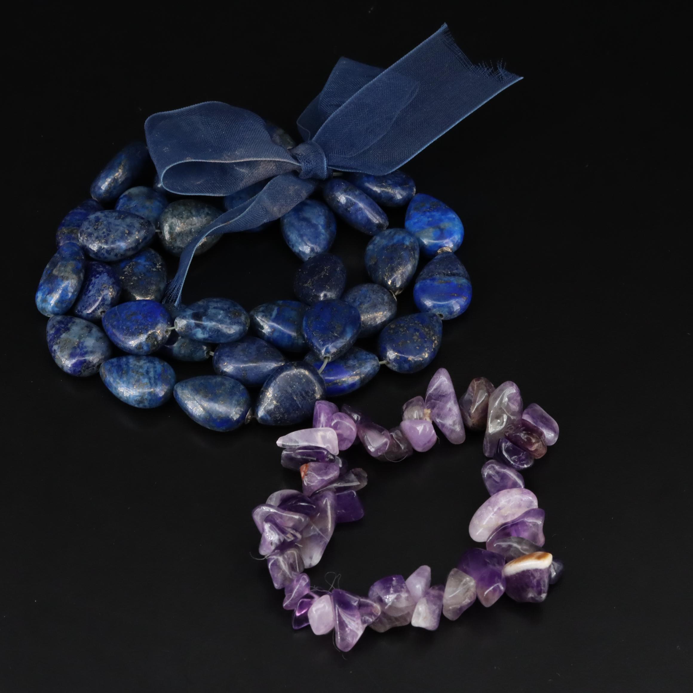 Amethyst, Lapis Lazuli and Agate Featured in Necklaces and Bracelets