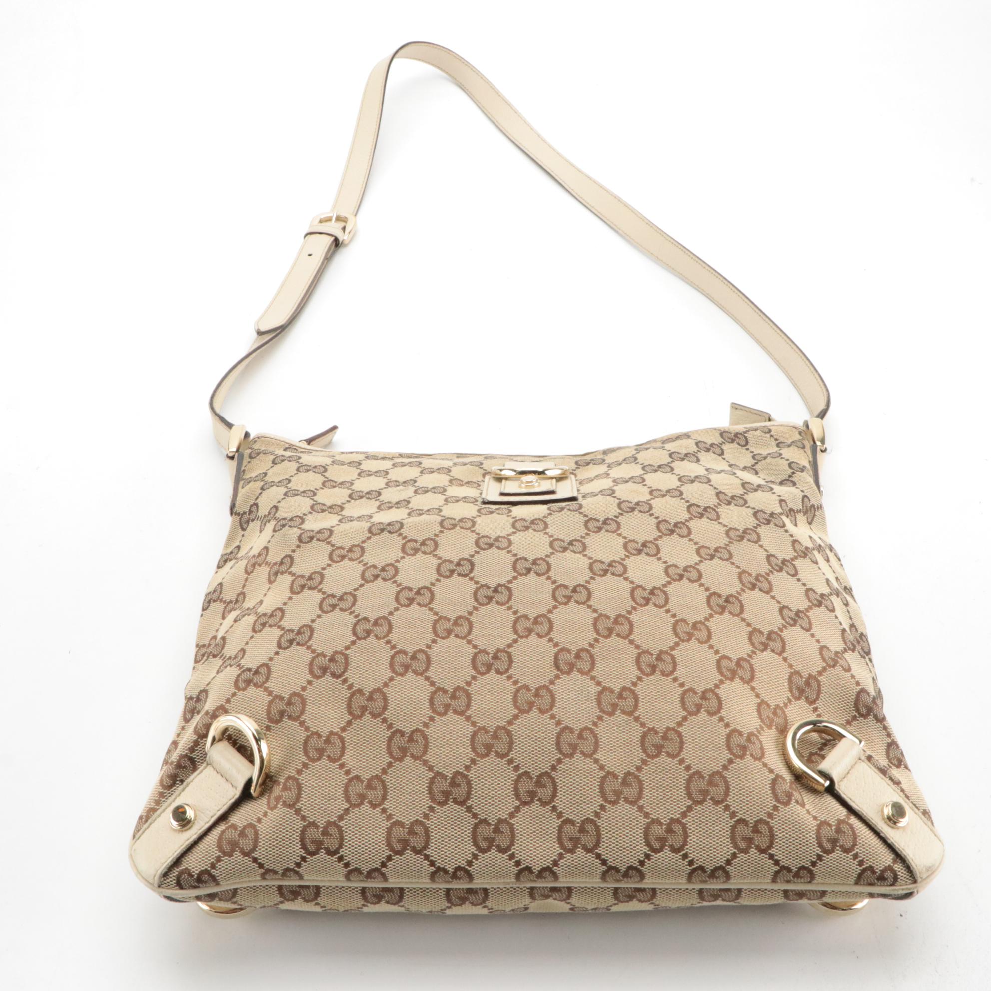 Gucci Abbey D-Ring Crossbody Bag in Monogram Canvas and Leather