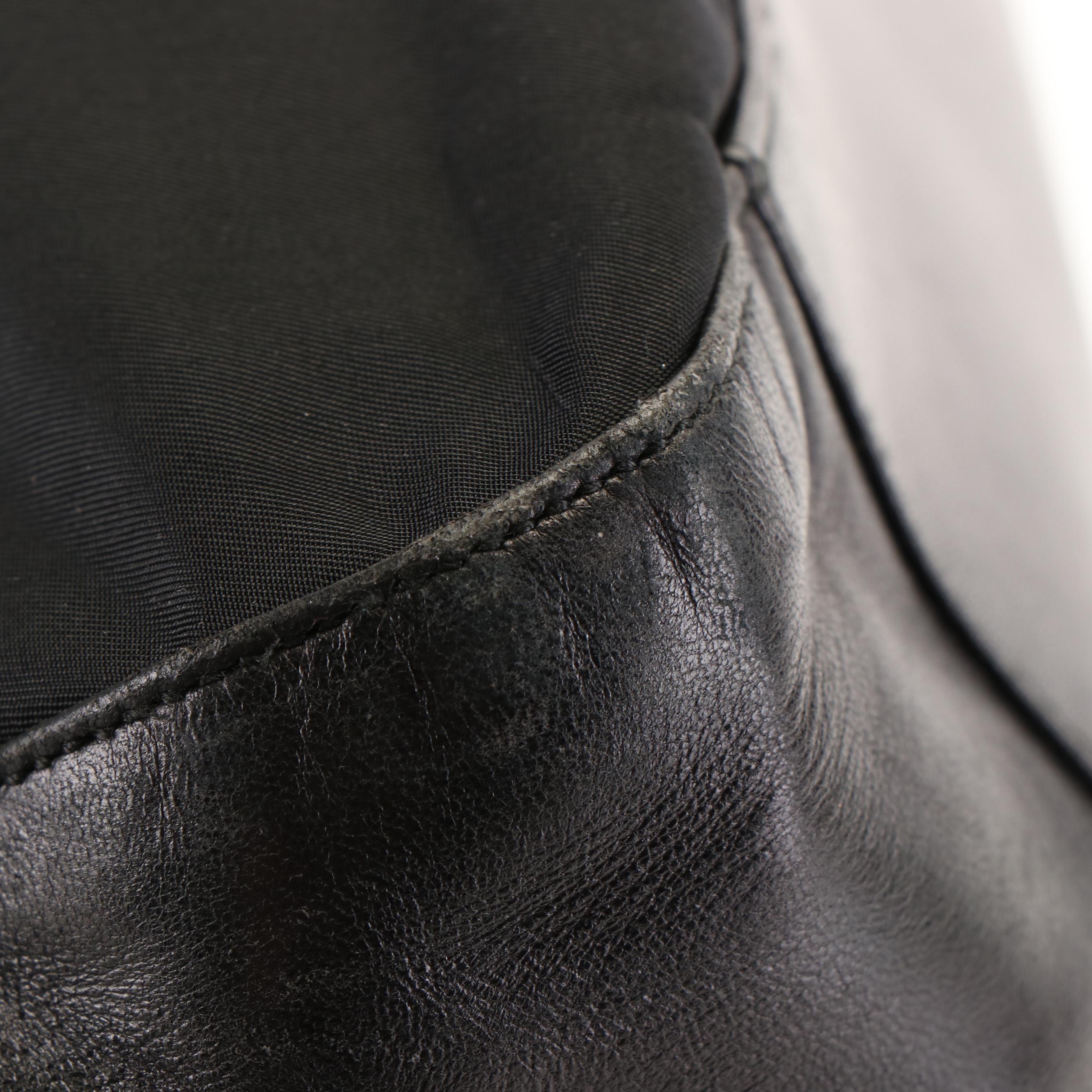 Prada Black Nylon and Leather Tote Bag