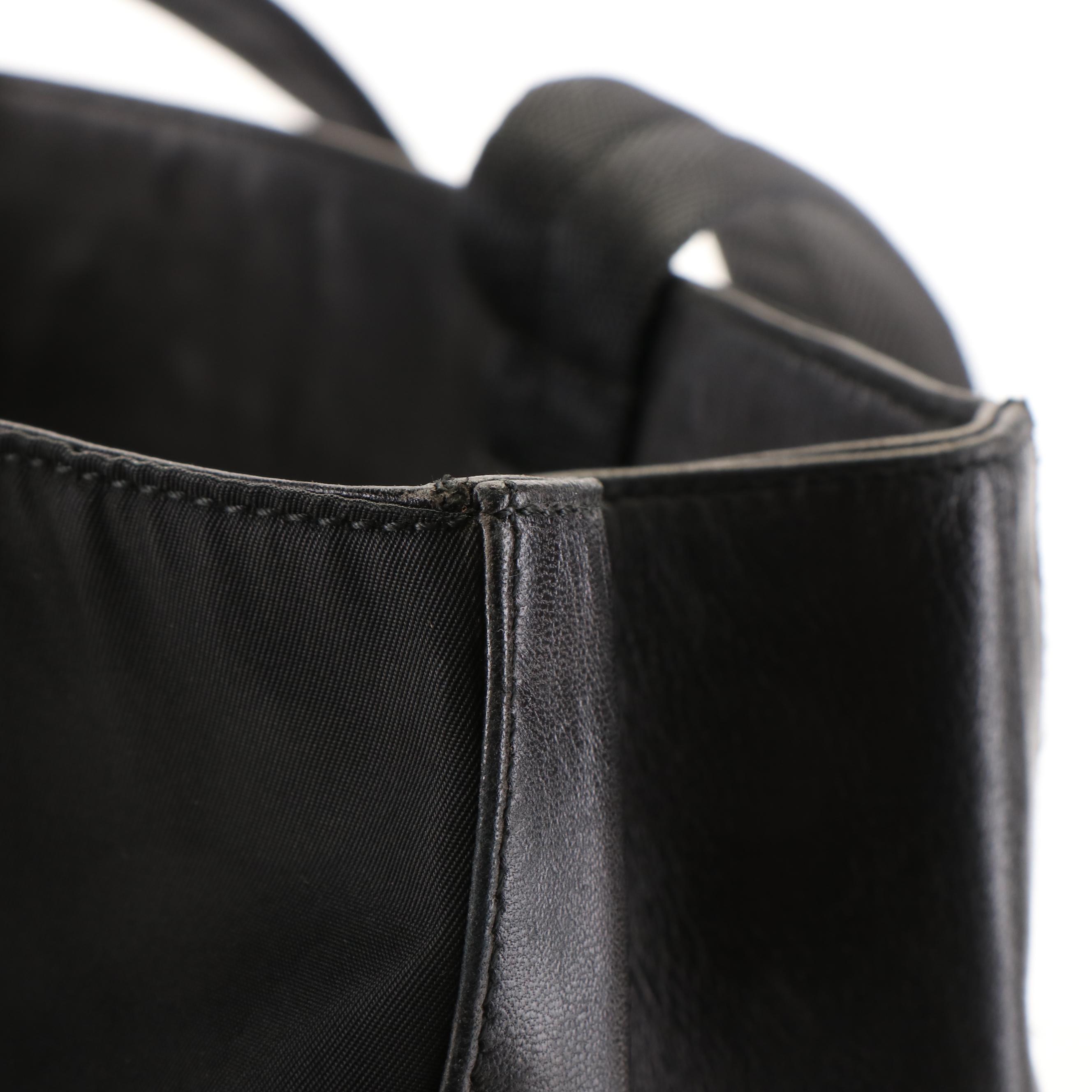 Prada Black Nylon and Leather Tote Bag