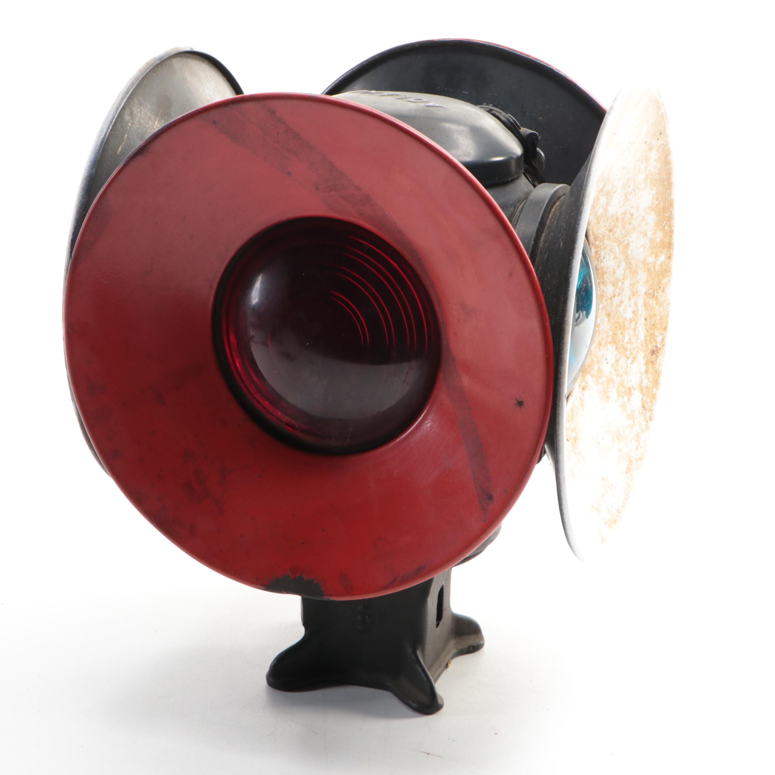 Adlake Railroad 4-Way Switch Signal Lamp with Stand, Mid-20th Century