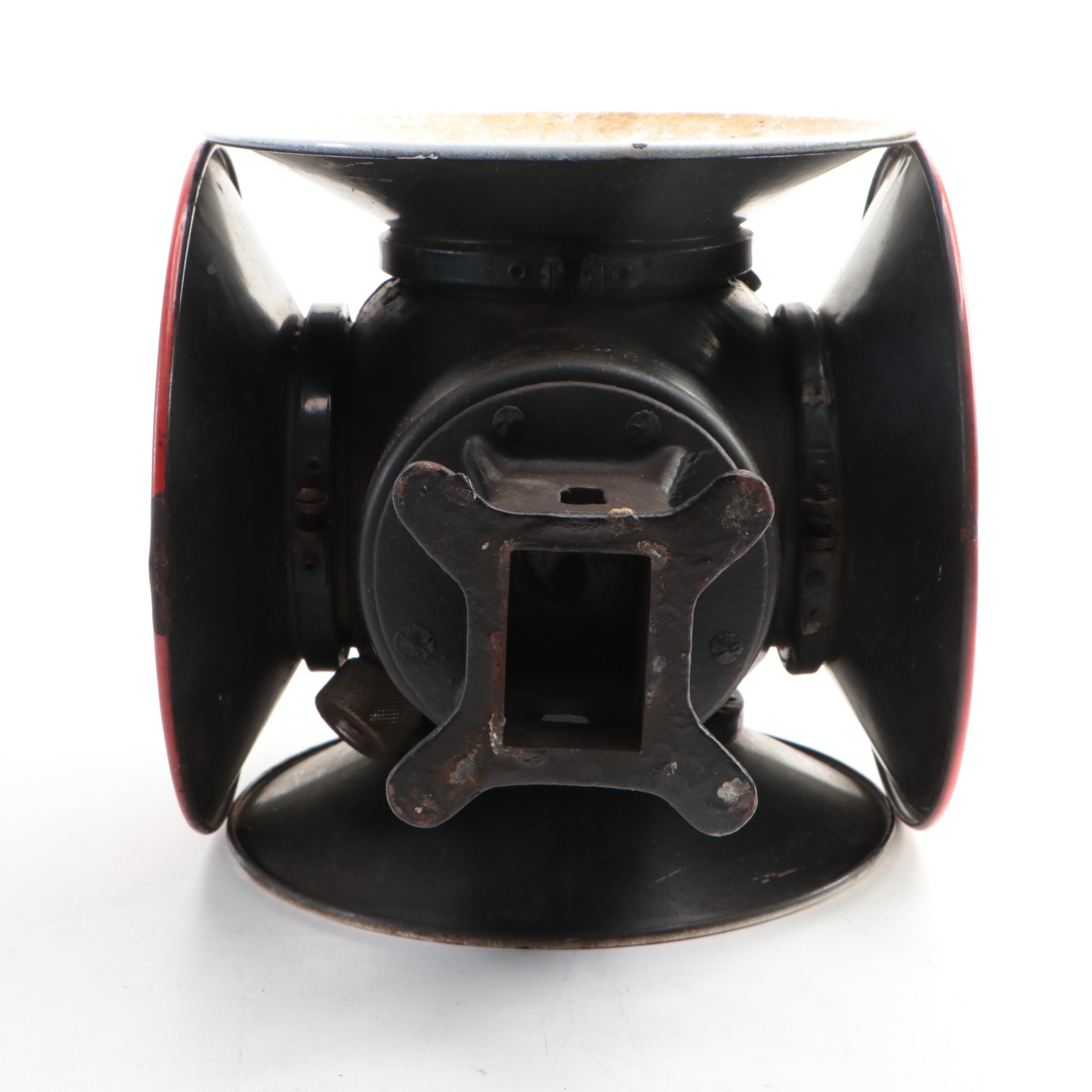 Adlake Railroad 4-Way Switch Signal Lamp with Stand, Mid-20th Century