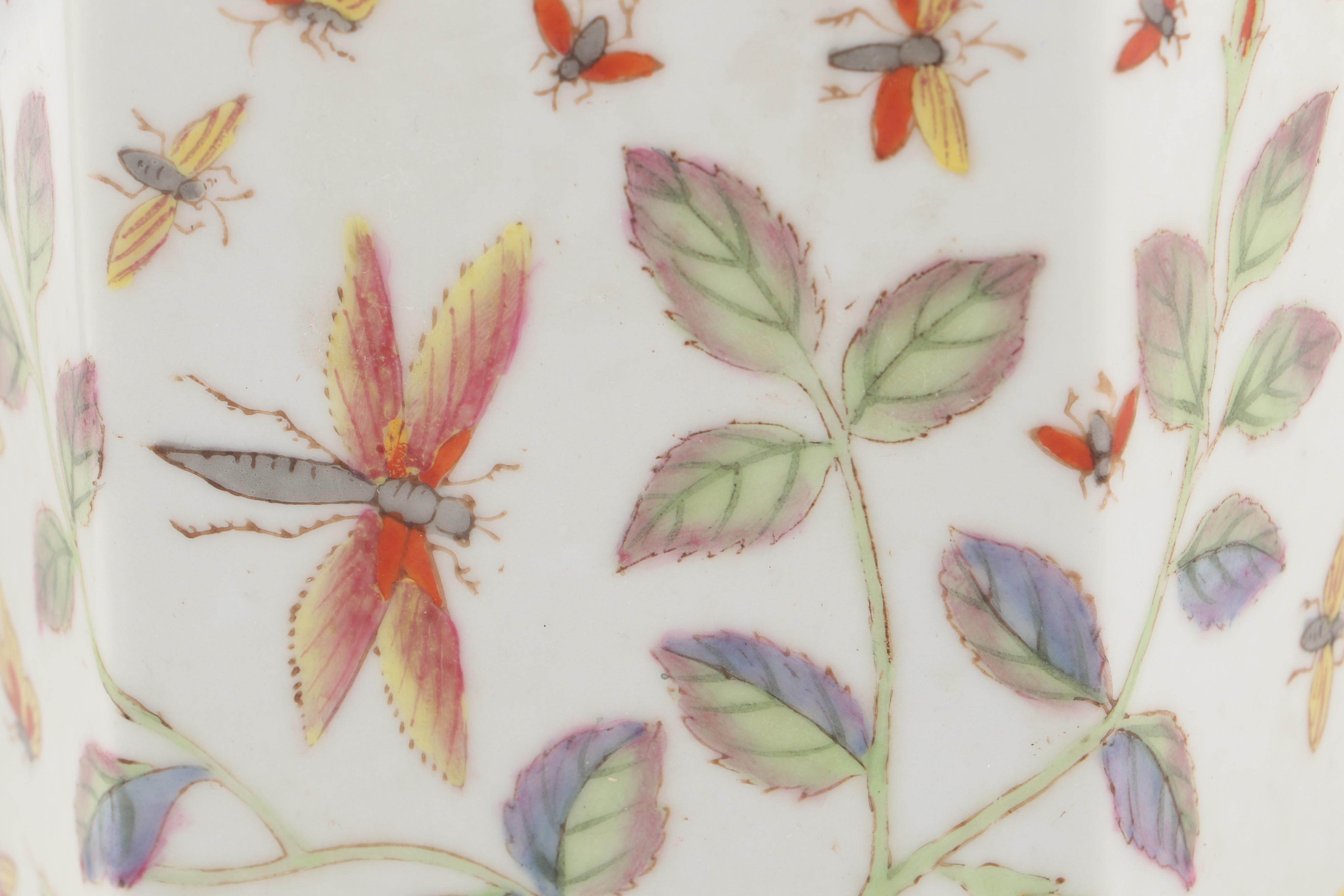 French Style Porcelain Tea Caddy and Chinese Famille Rose Style Porcelain Lamp