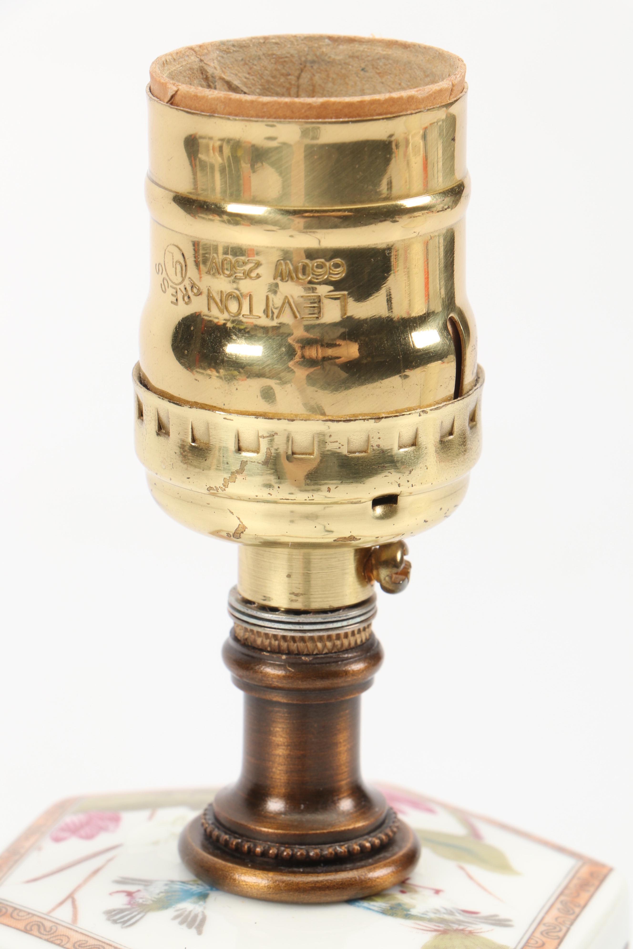 French Style Porcelain Tea Caddy and Chinese Famille Rose Style Porcelain Lamp