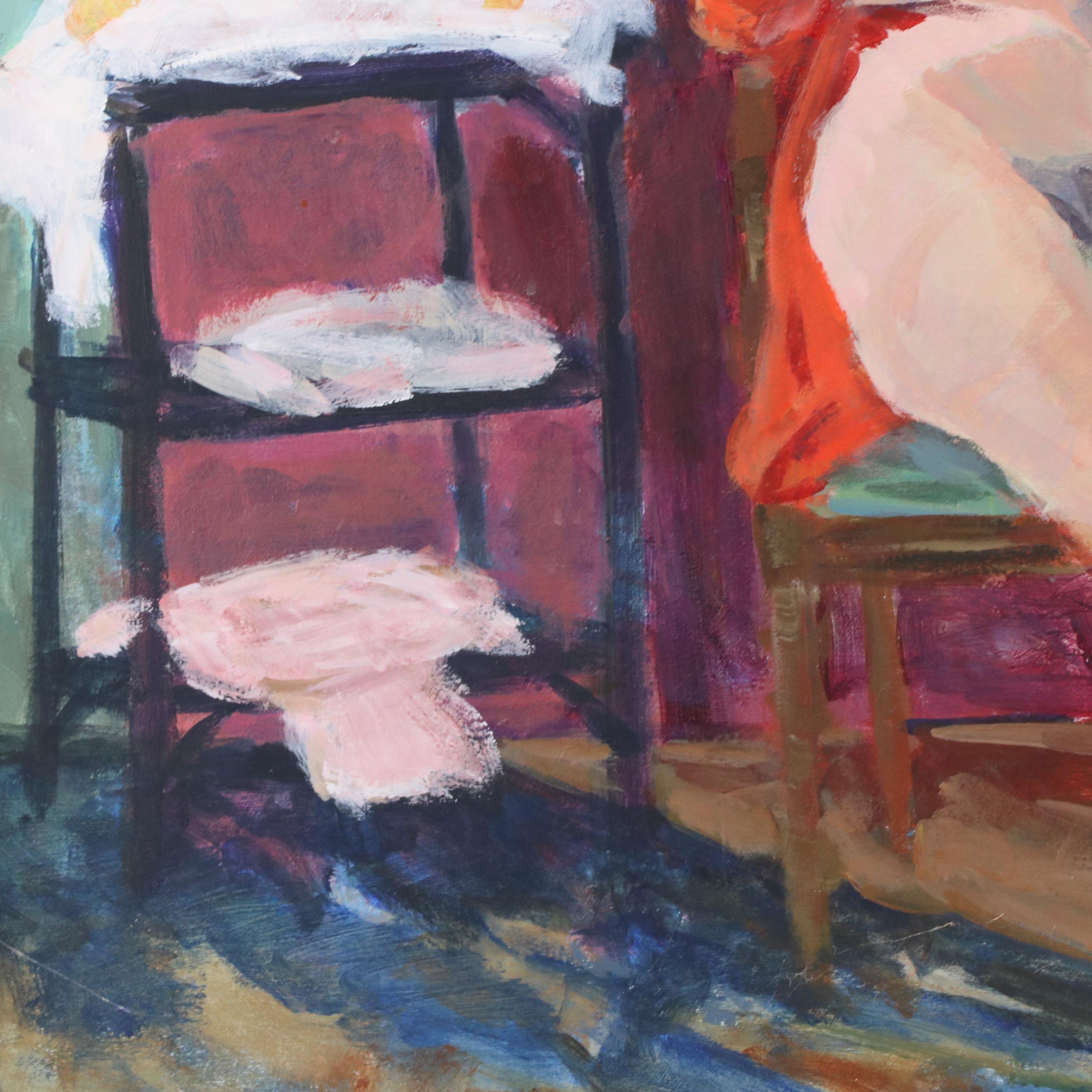 Martha E. Weber Modern Nude Figural Acrylic Painting, 1988