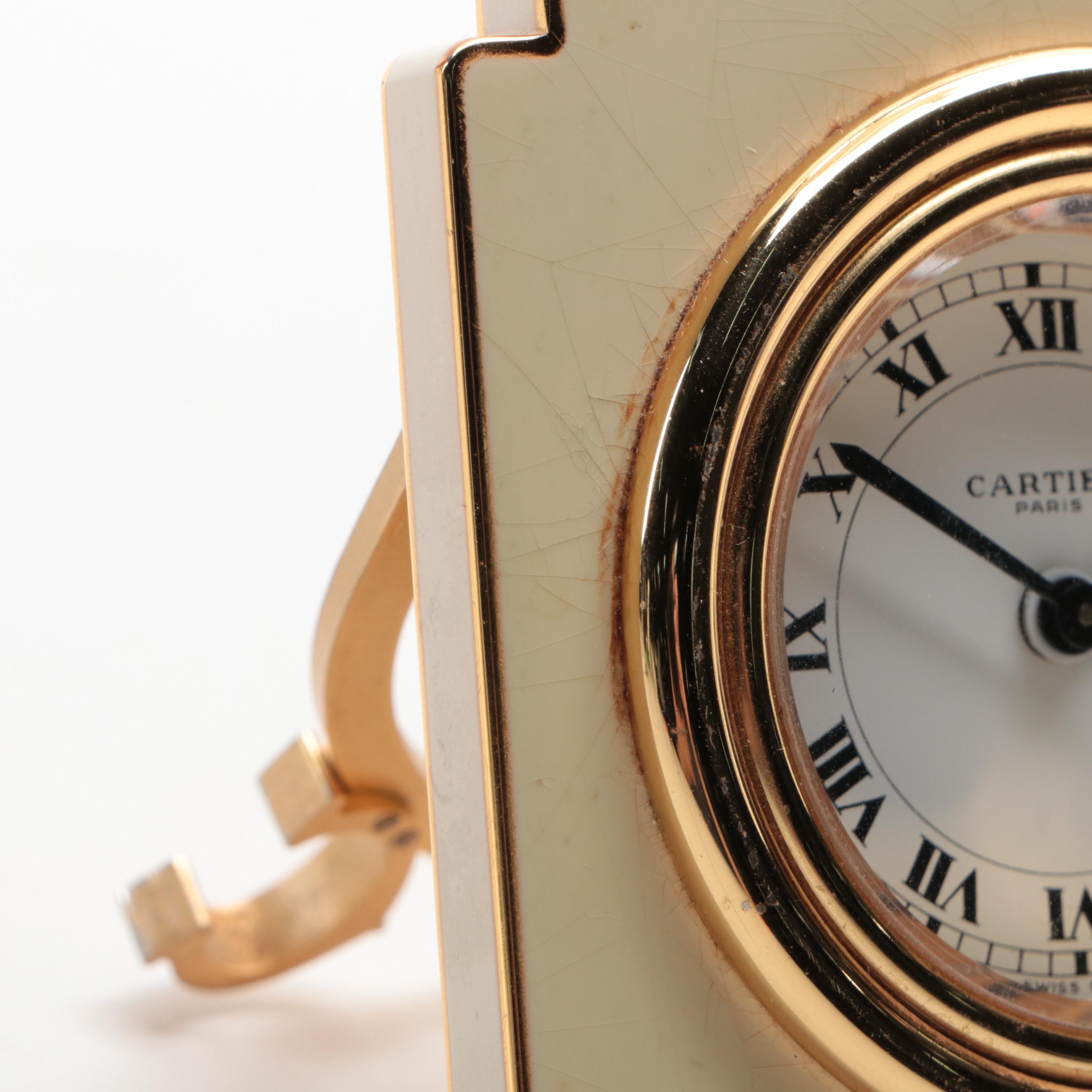 Cartier Enameled Travel Alarm Clock
