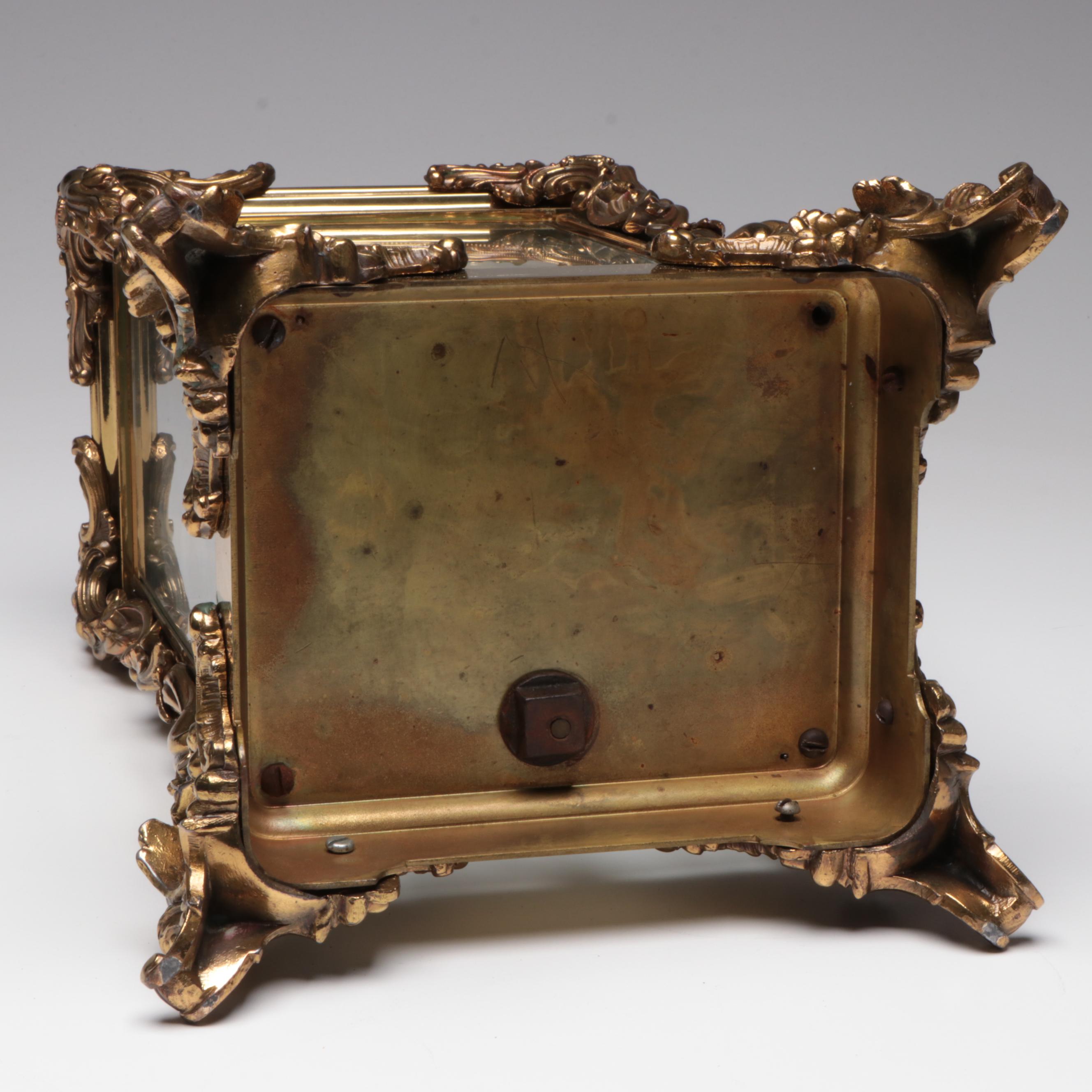 Ansonia Beveled Glass and Brass Crystal Regulator Clock, Early to Mid-20th C.