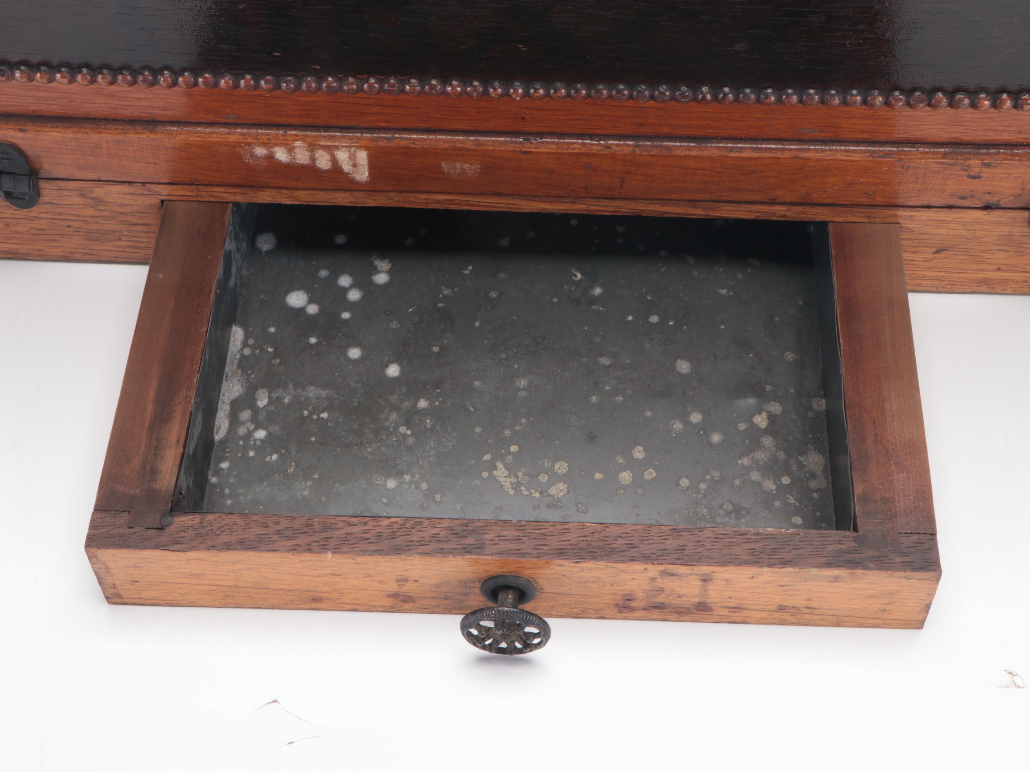 Victorian Carved Oak Counter Top Storage Box, 20th Century