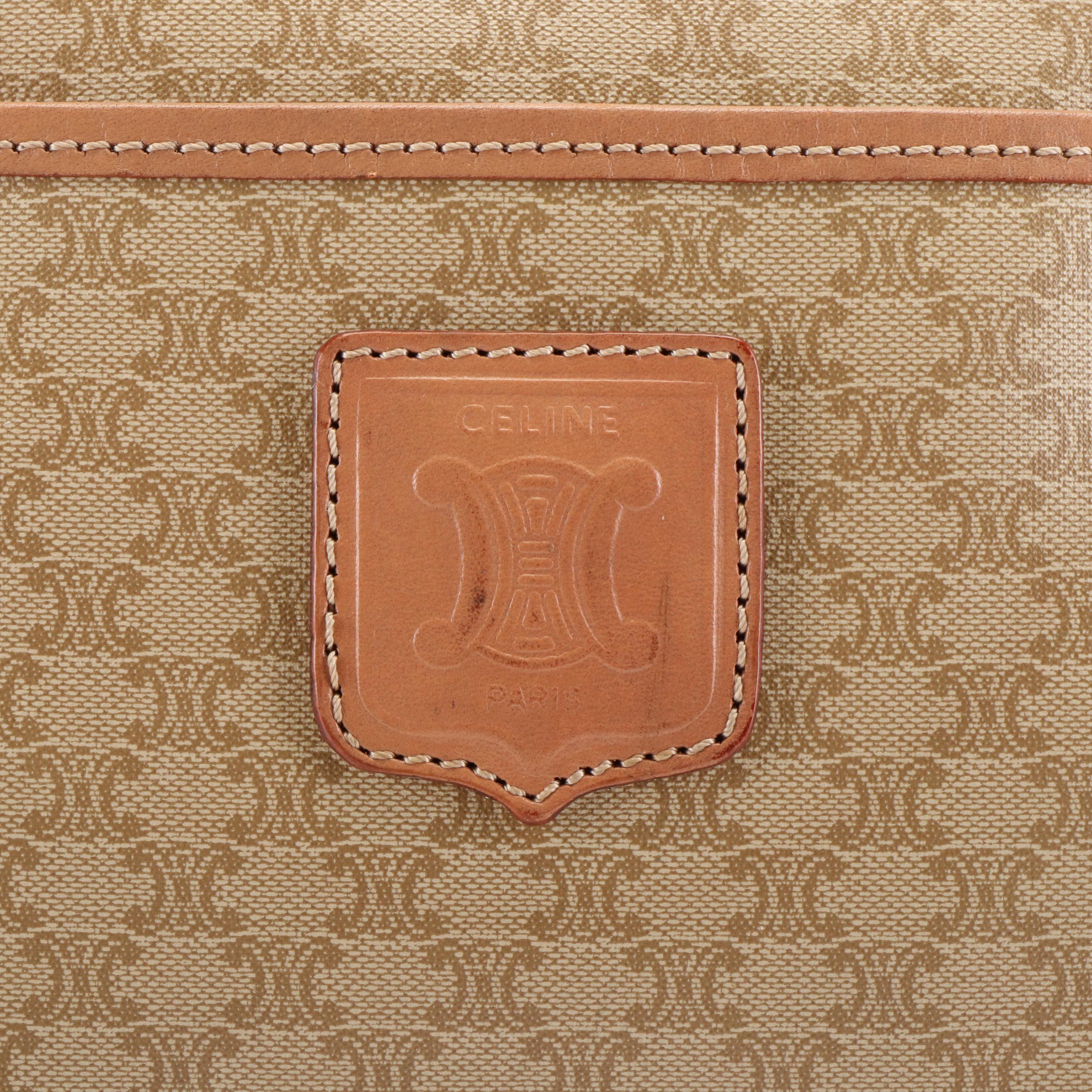 Céline Triomphe Boston Bag in Leather Trimmed Coated Canvas