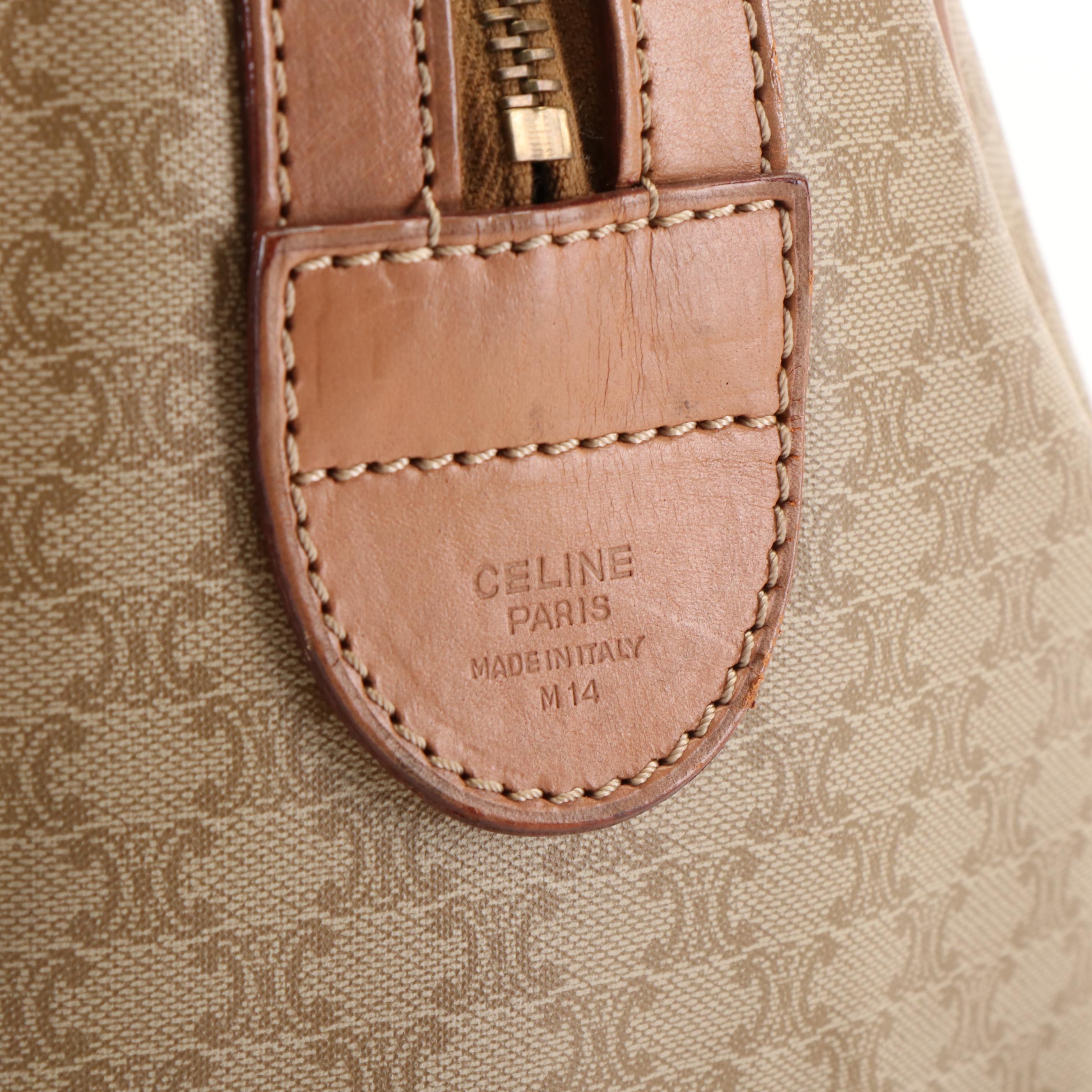 Céline Triomphe Boston Bag in Leather Trimmed Coated Canvas