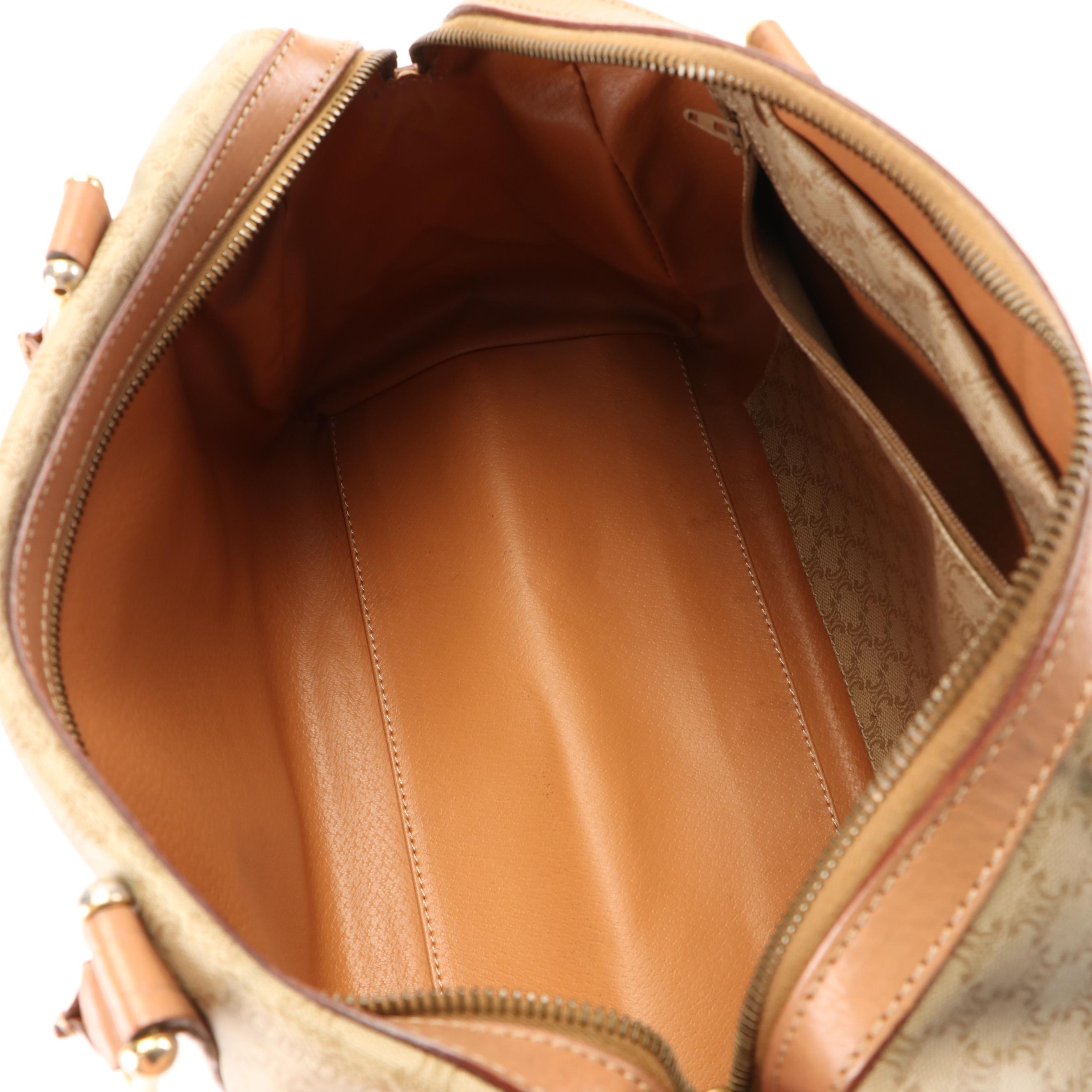 Céline Triomphe Boston Bag in Leather Trimmed Coated Canvas