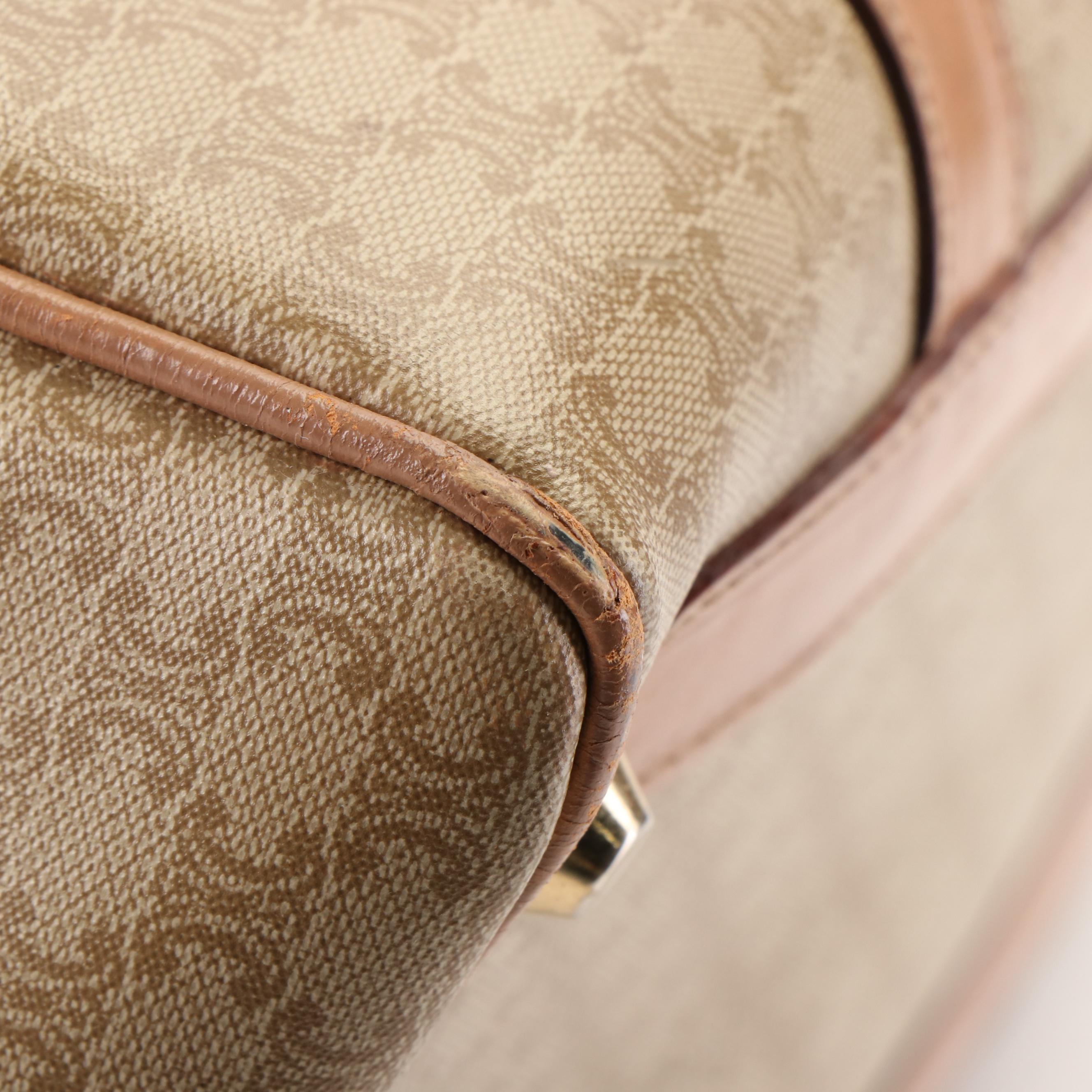 Céline Triomphe Boston Bag in Leather Trimmed Coated Canvas