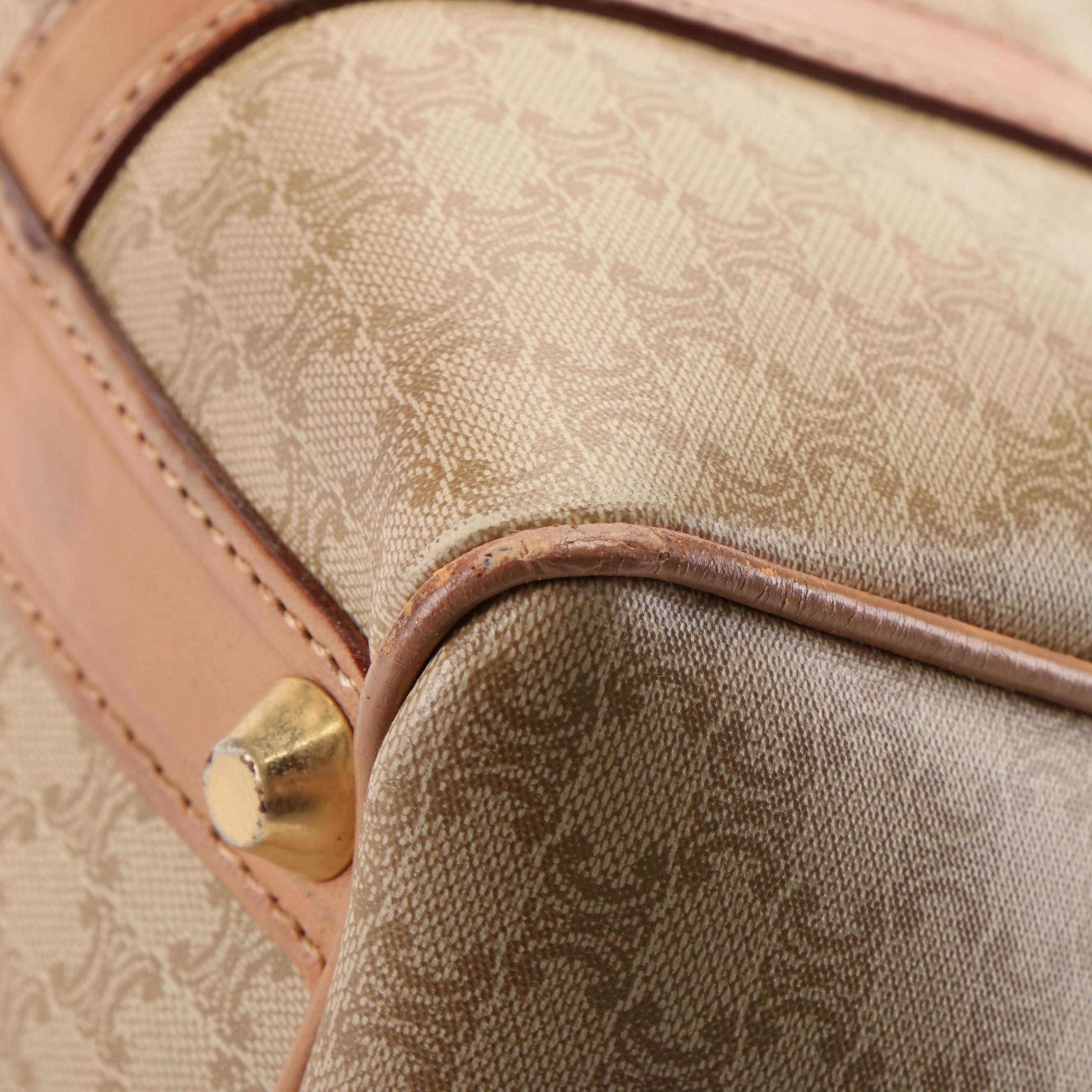 Céline Triomphe Boston Bag in Leather Trimmed Coated Canvas