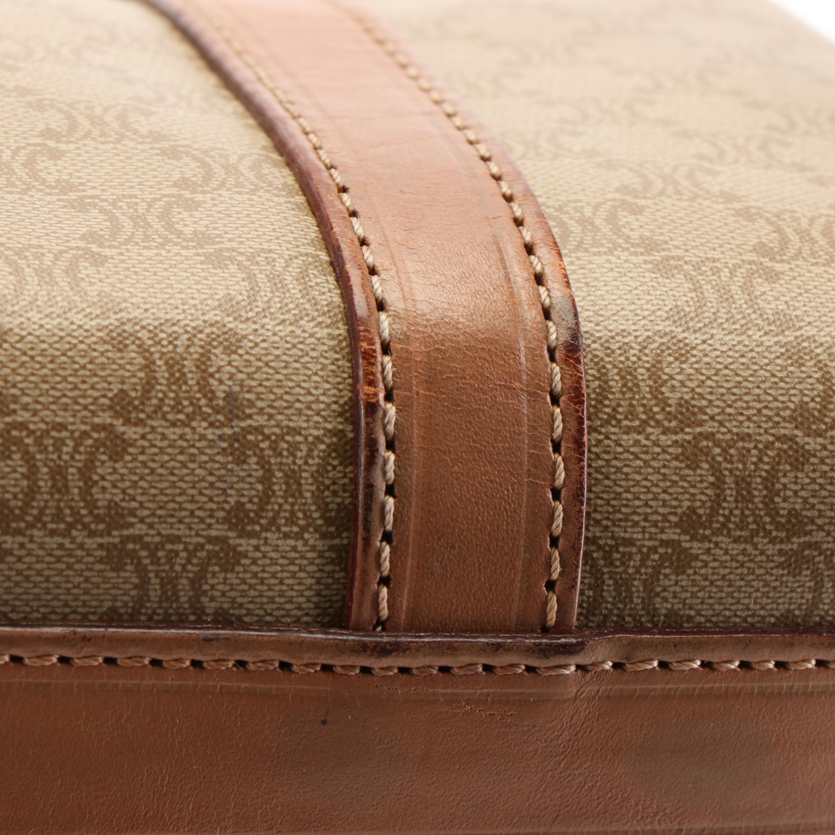 Céline Triomphe Boston Bag in Leather Trimmed Coated Canvas