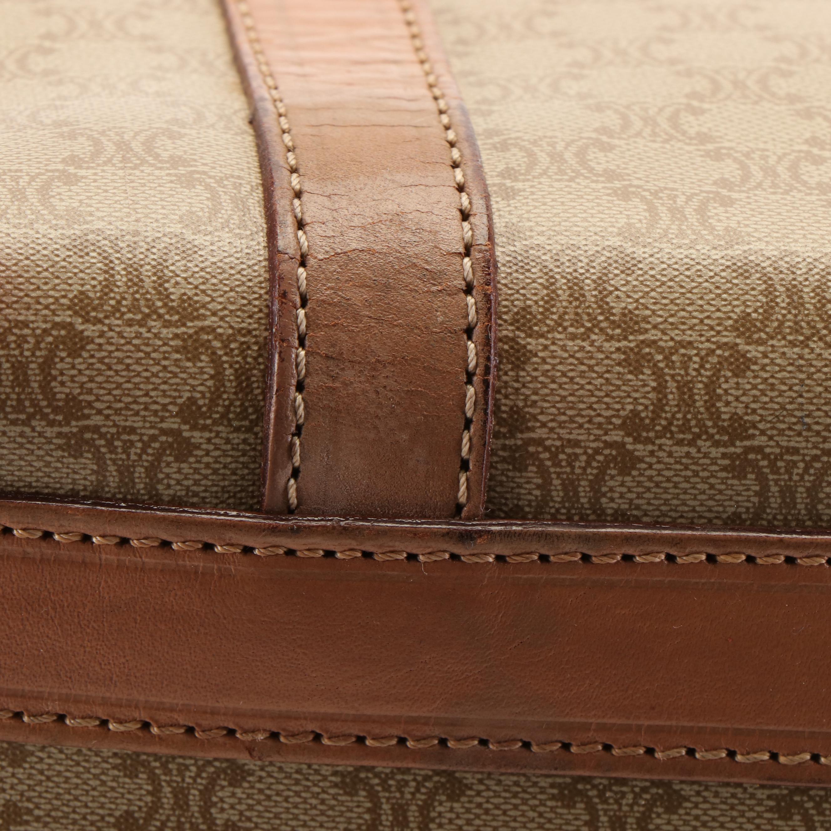 Céline Triomphe Boston Bag in Leather Trimmed Coated Canvas