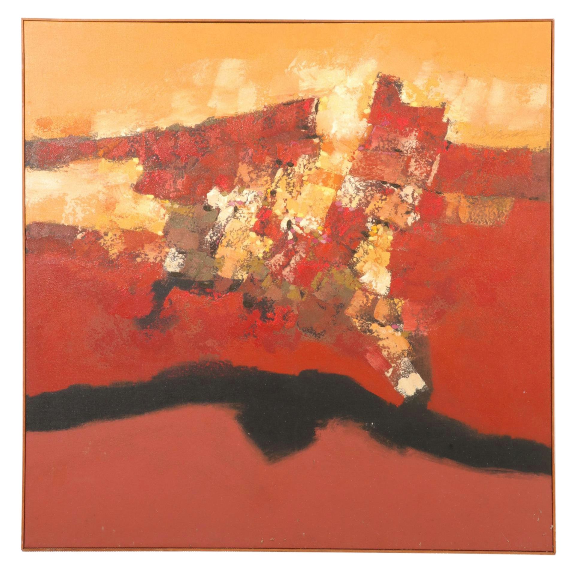 Robert Mazur Abstract Oil Painting From The "Quarry Series," Late 20th Century