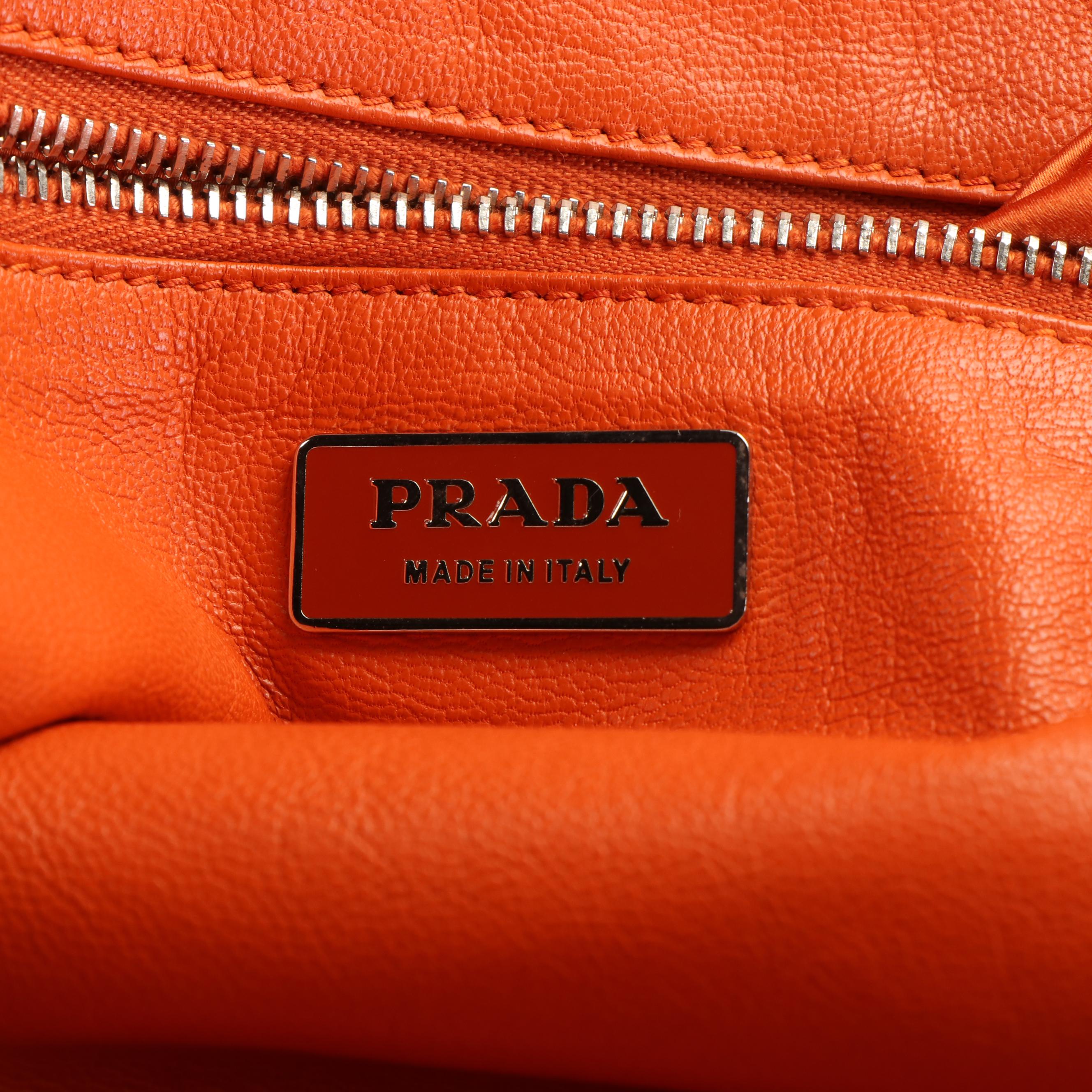 Prada Double Zip Deep Brown Leather Business Bag