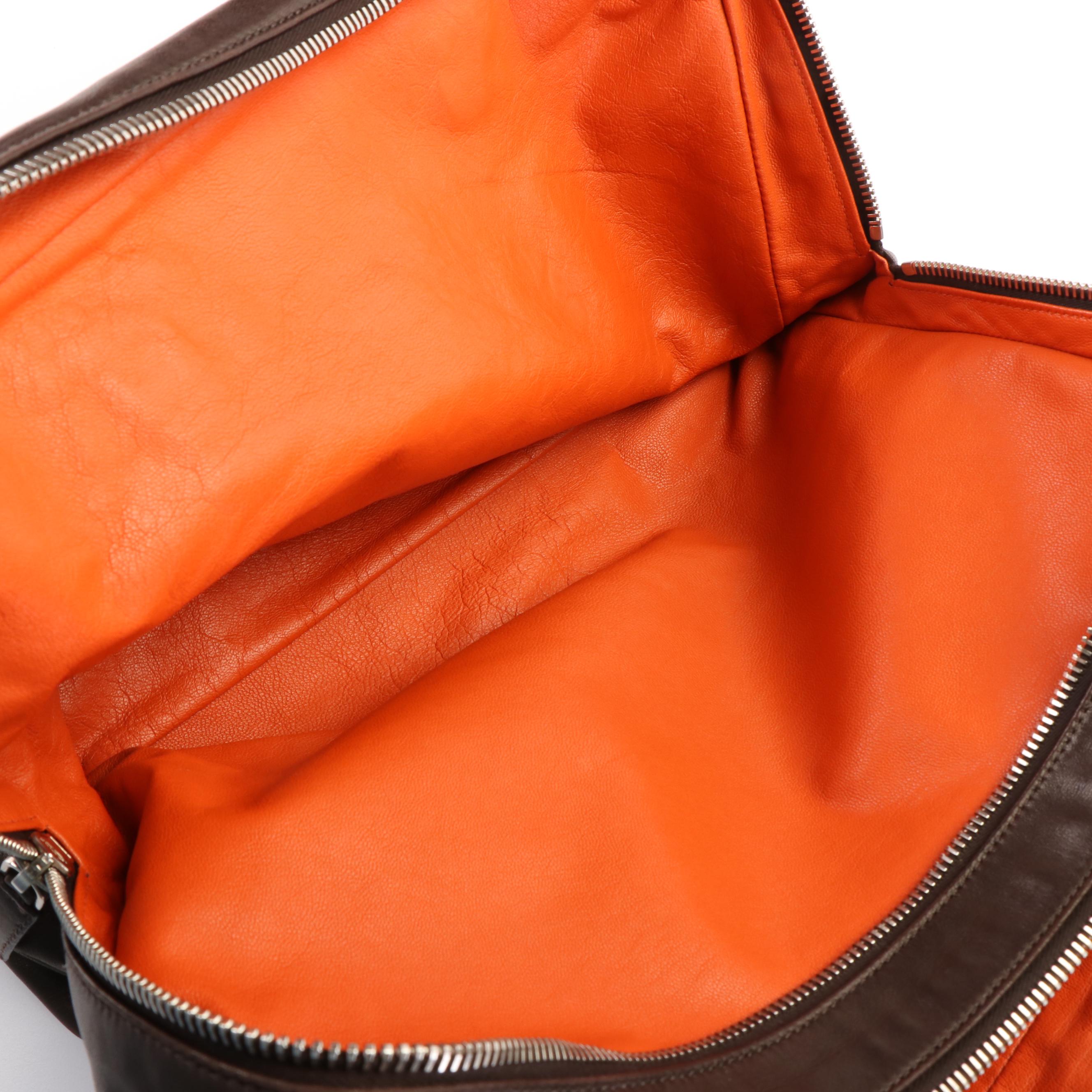 Prada Double Zip Deep Brown Leather Business Bag