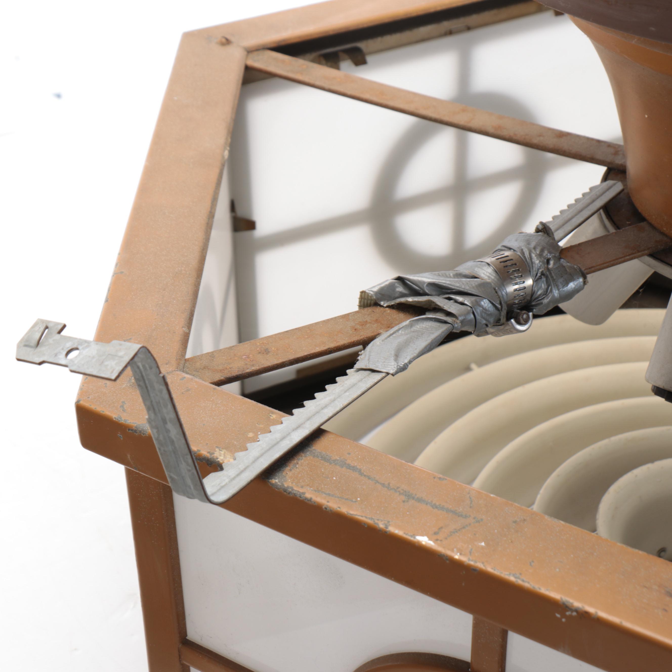 Metal and Frosted Glass Hexagonal Pendant Ceiling Light Pair