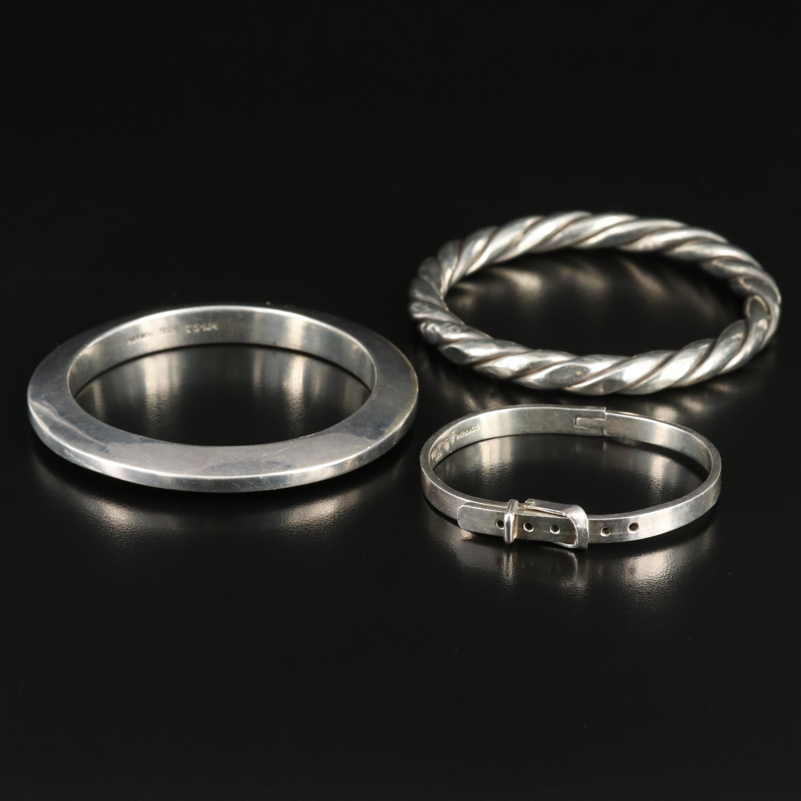 Vintage Sterling Bangle and Buckle Bracelet Collection