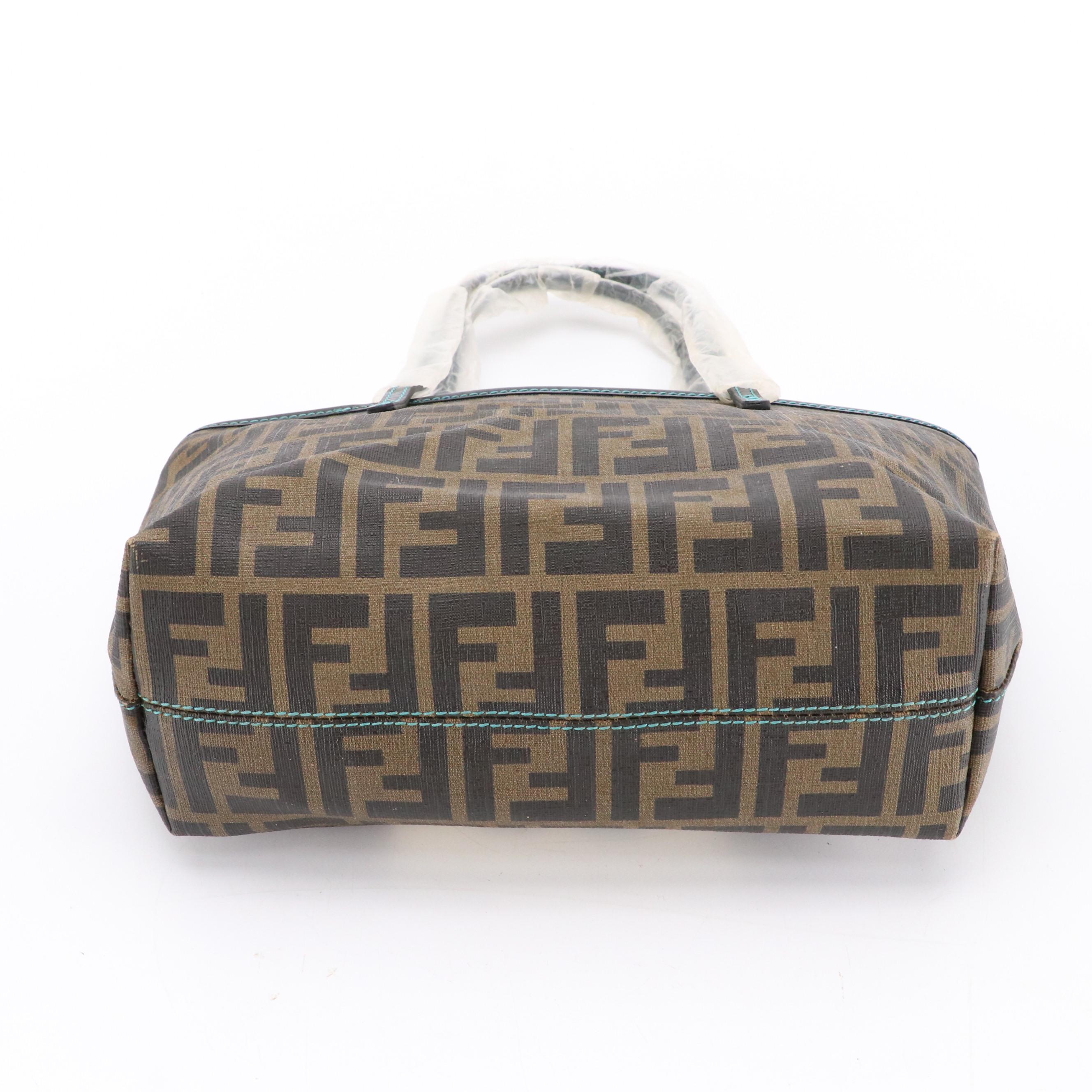 Fendi Spalmati Fortune Print Zucca Coated Canvas Mini Roll Tote