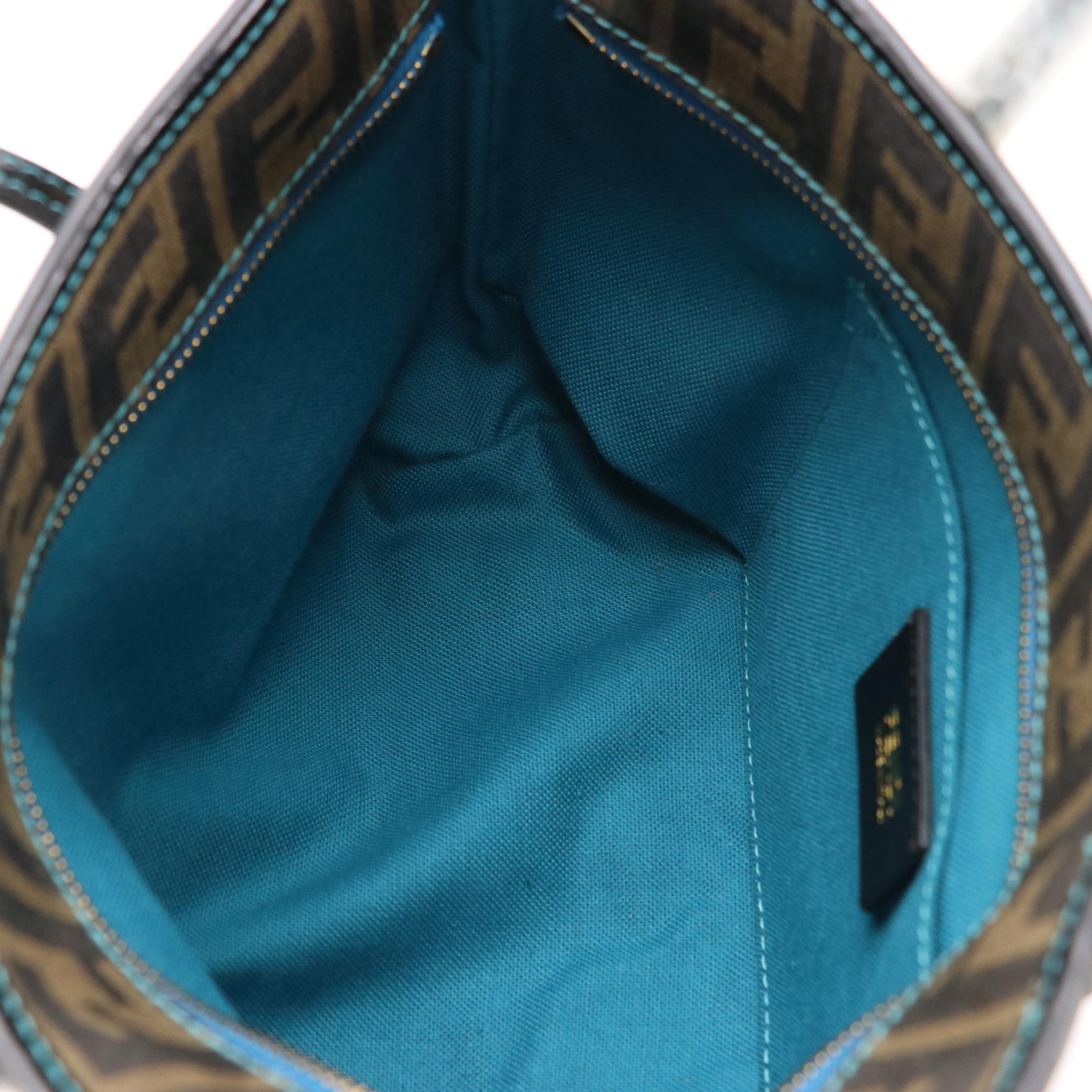 Fendi Spalmati Fortune Print Zucca Coated Canvas Mini Roll Tote