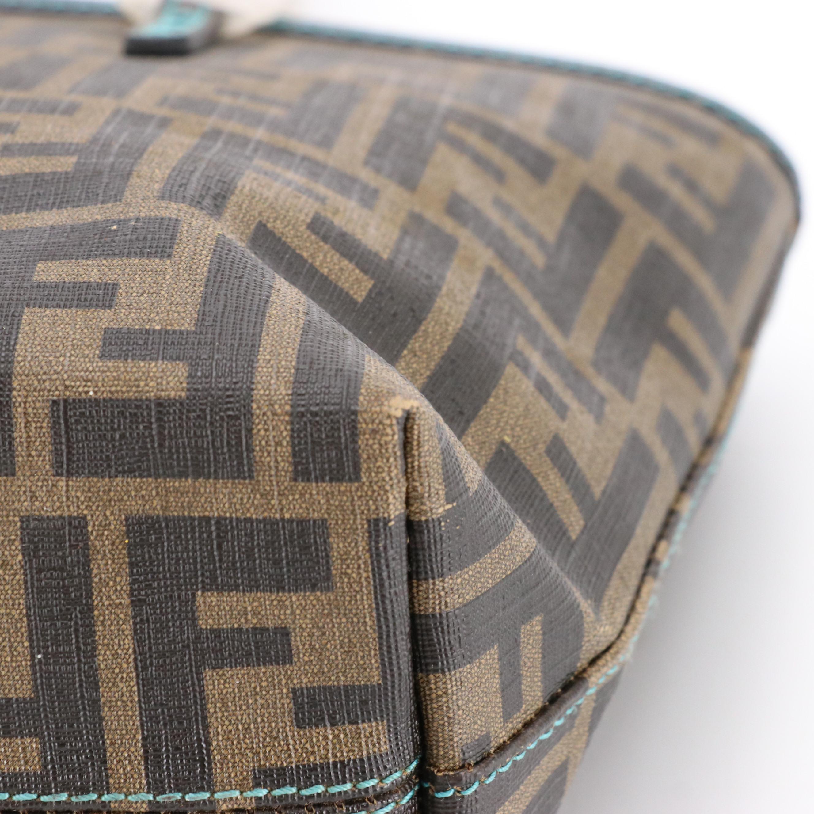 Fendi Spalmati Fortune Print Zucca Coated Canvas Mini Roll Tote