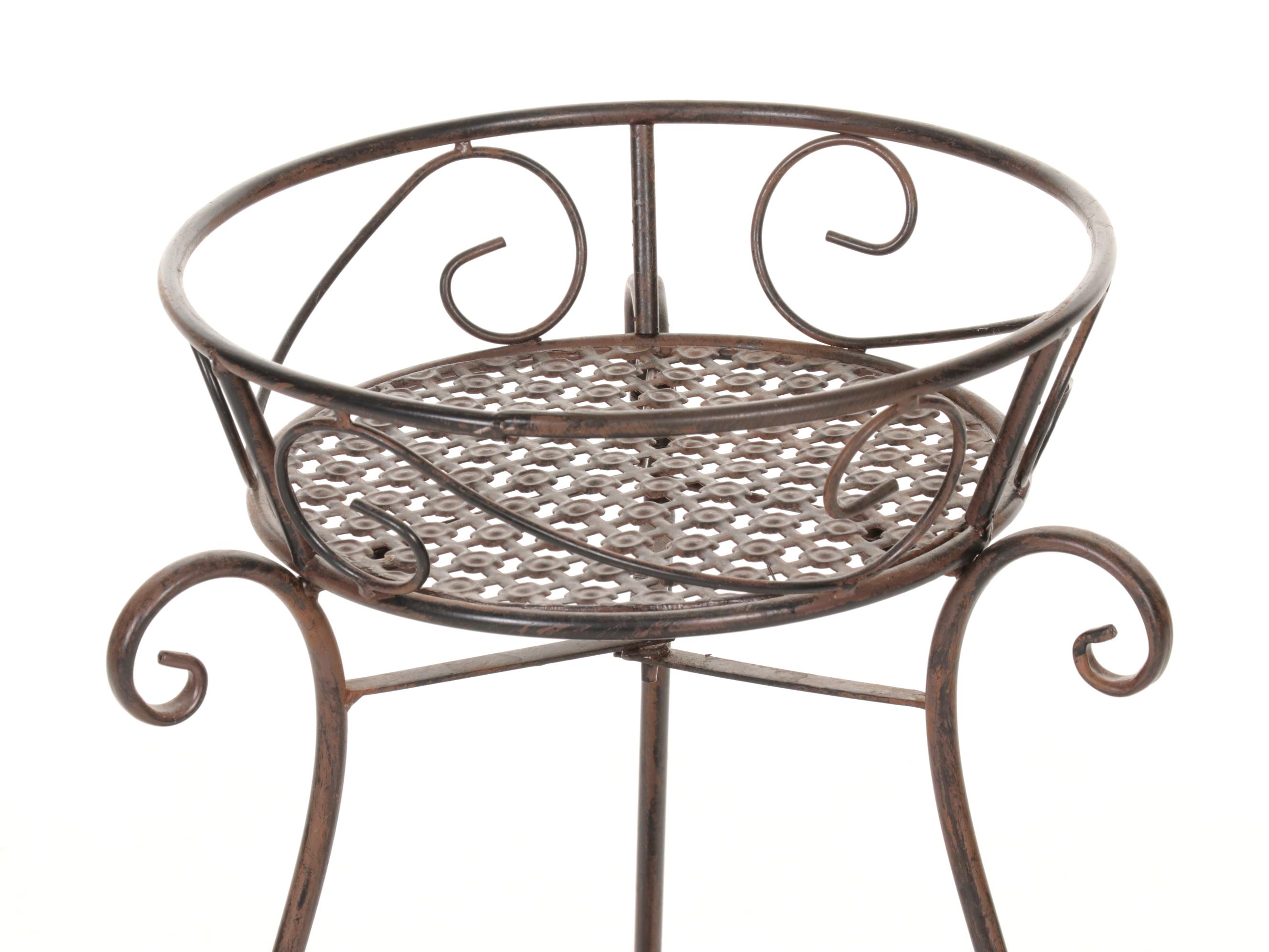 Two-Tiered Metal Plant Stand with Sun Motif Wind Chime