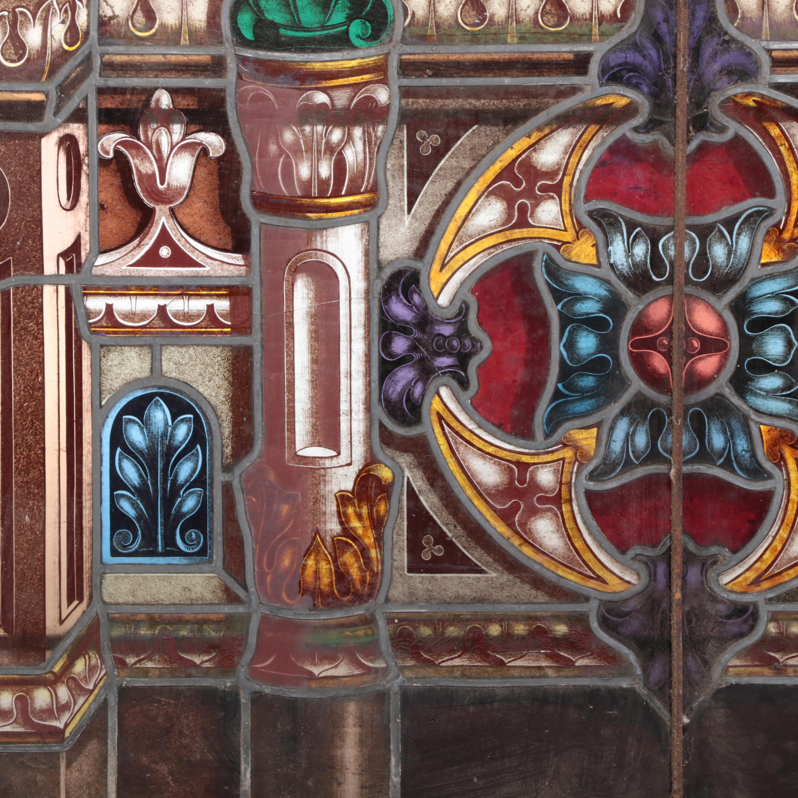Stained and Leaded Glass Window Panel