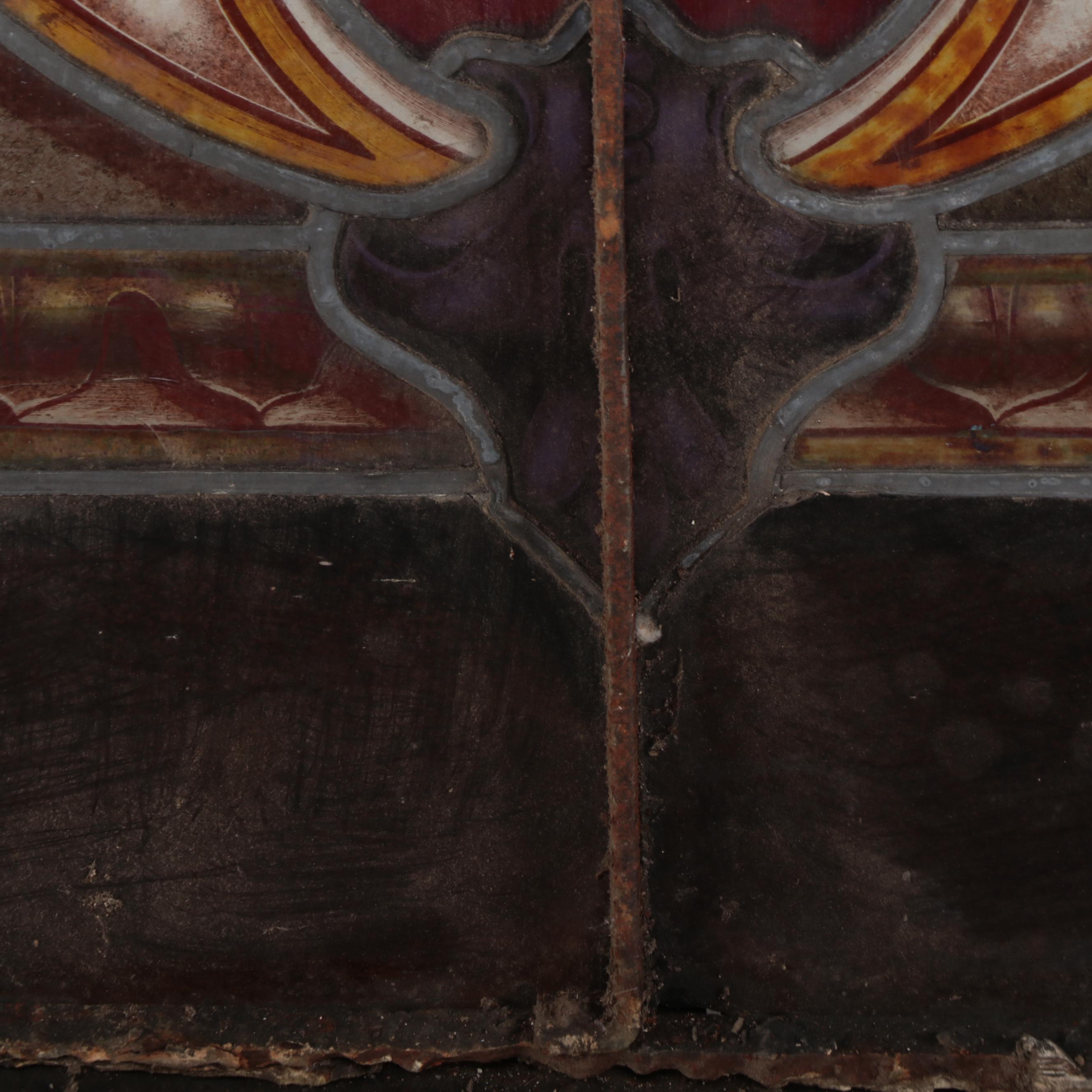 Stained and Leaded Glass Window Panel