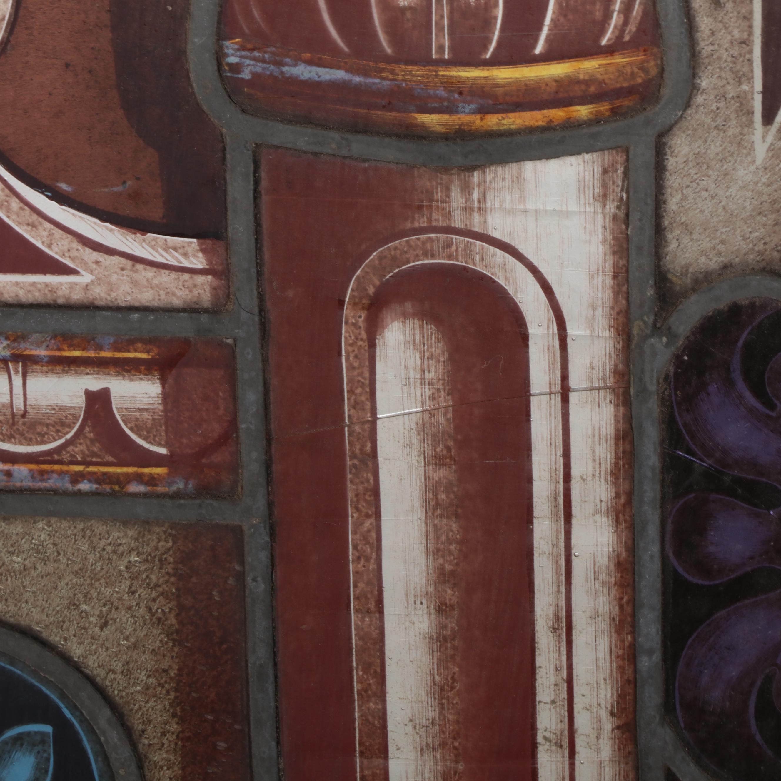 Stained and Leaded Glass Window Panel