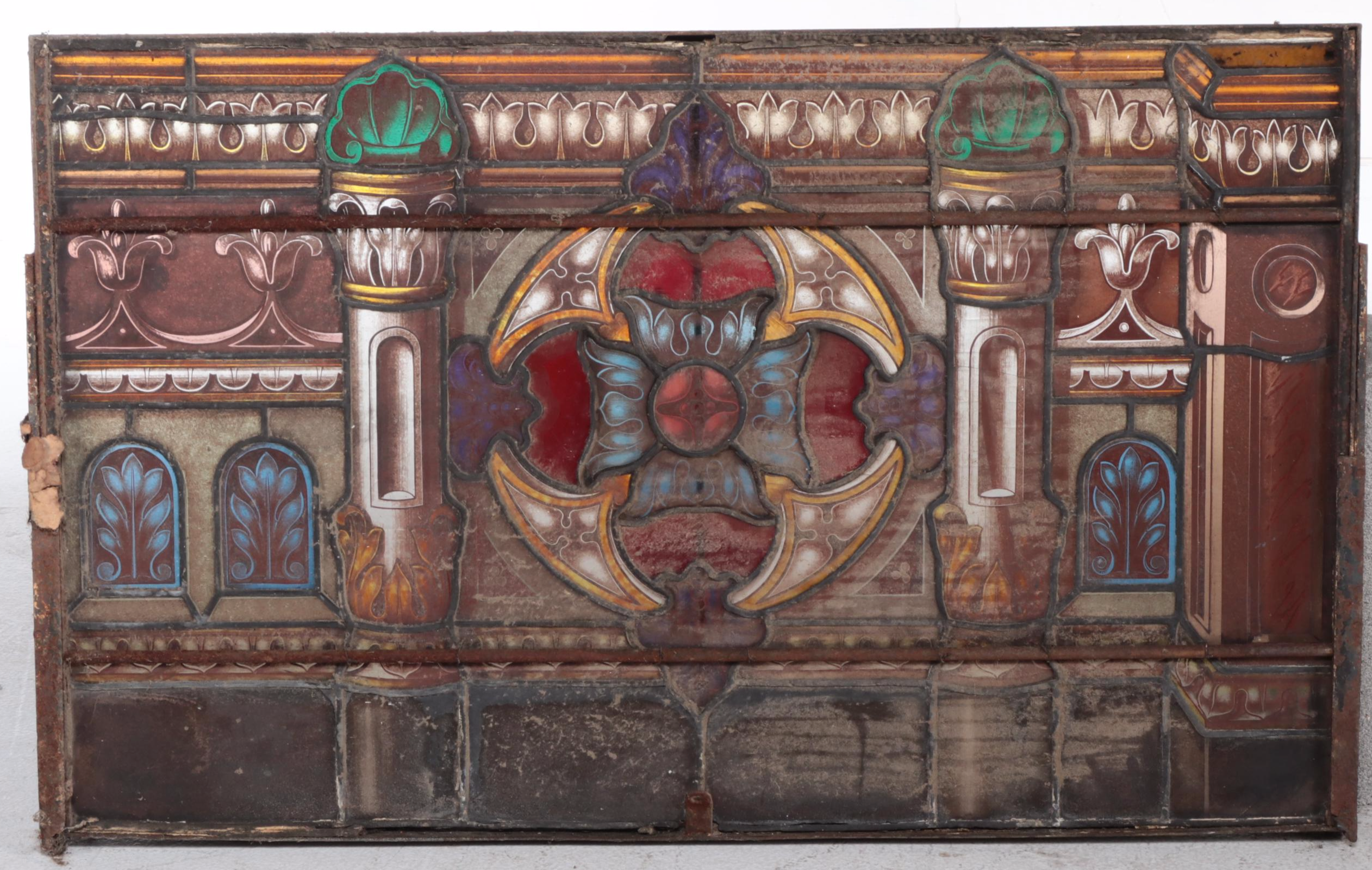 Stained and Leaded Glass Window Panel