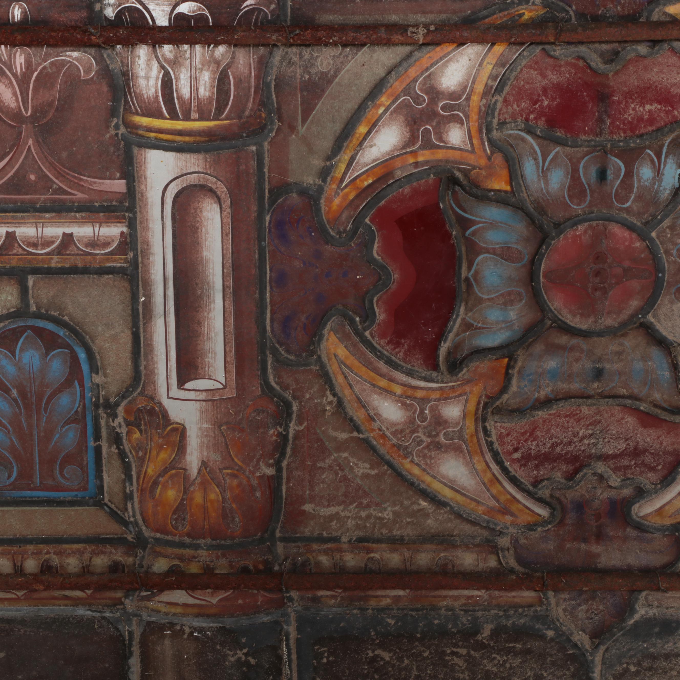 Stained and Leaded Glass Window Panel