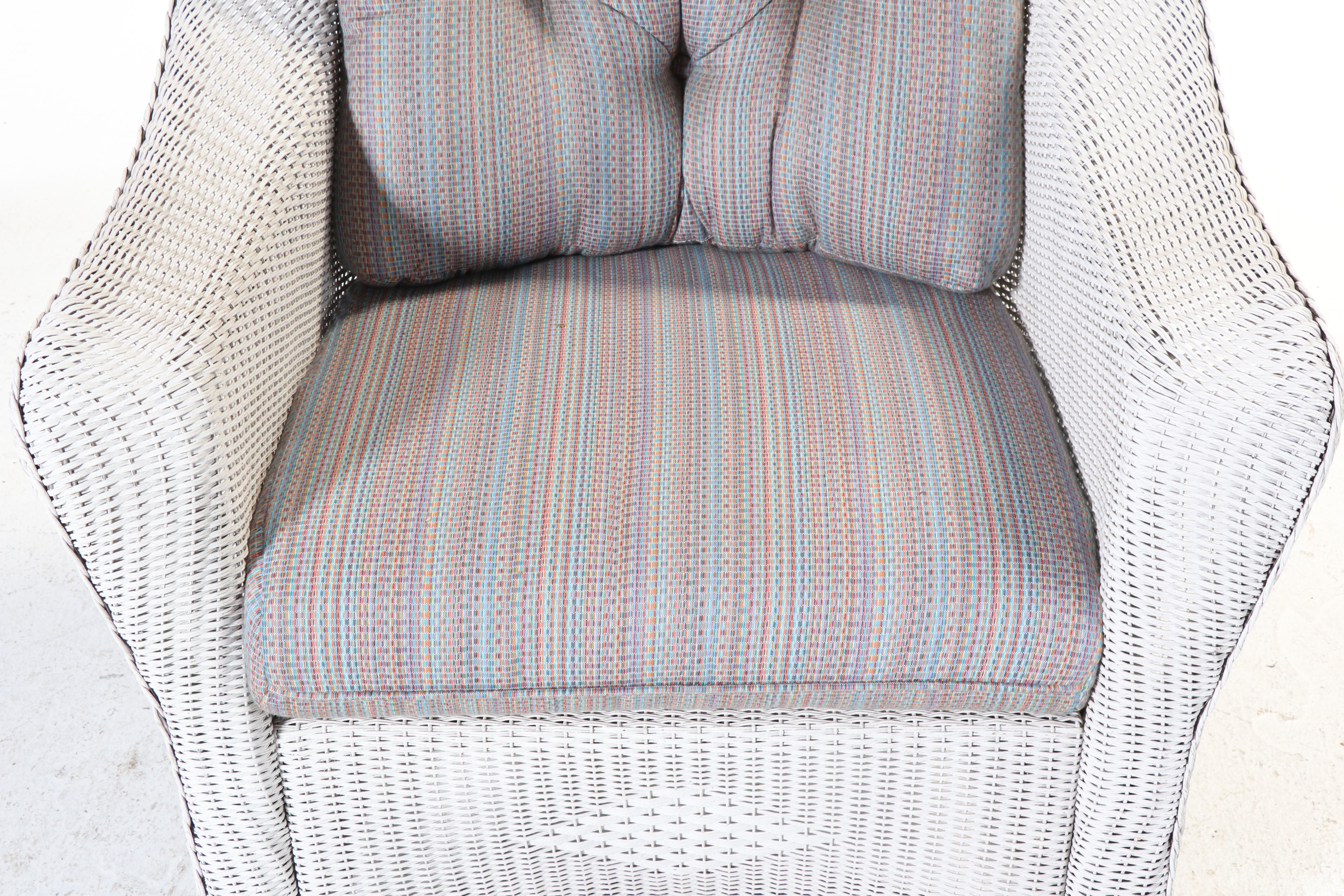 Pair of Lloyd/Flanders "Lloyd Loom" Wicker and Powder-Coated Aluminum Rockers