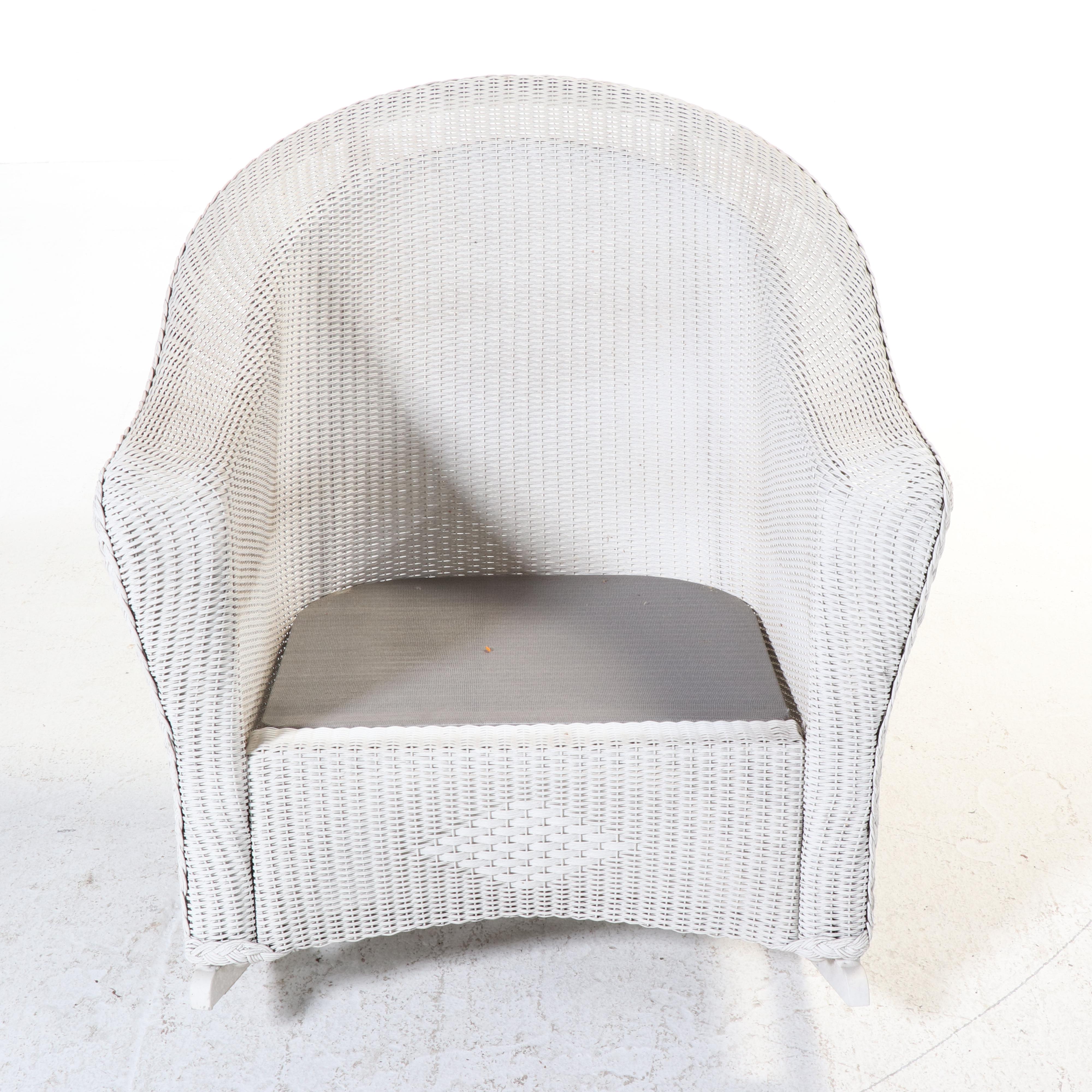 Pair of Lloyd/Flanders "Lloyd Loom" Wicker and Powder-Coated Aluminum Rockers