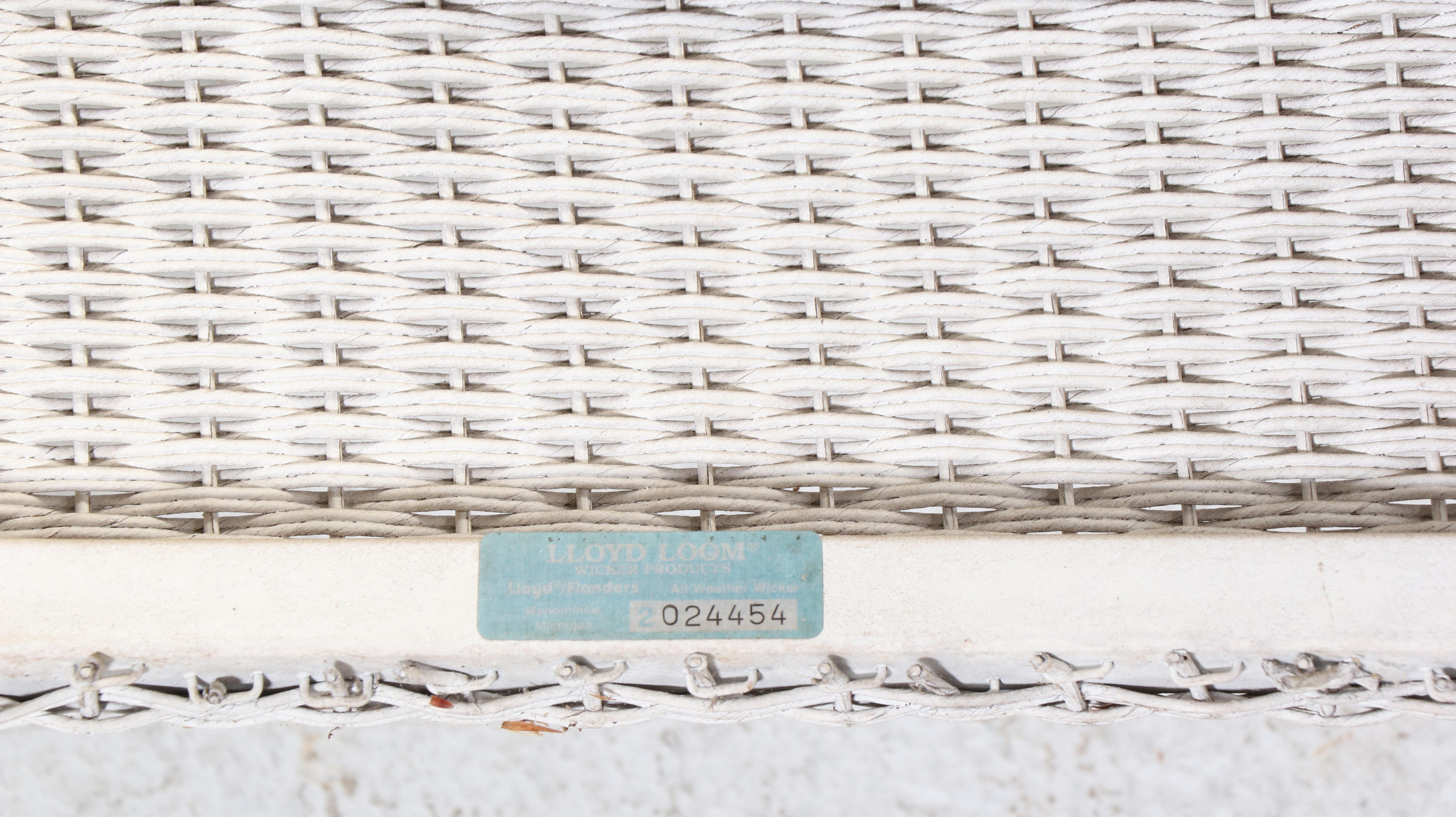 Pair of Lloyd/Flanders "Lloyd Loom" Wicker and Powder-Coated Aluminum Rockers