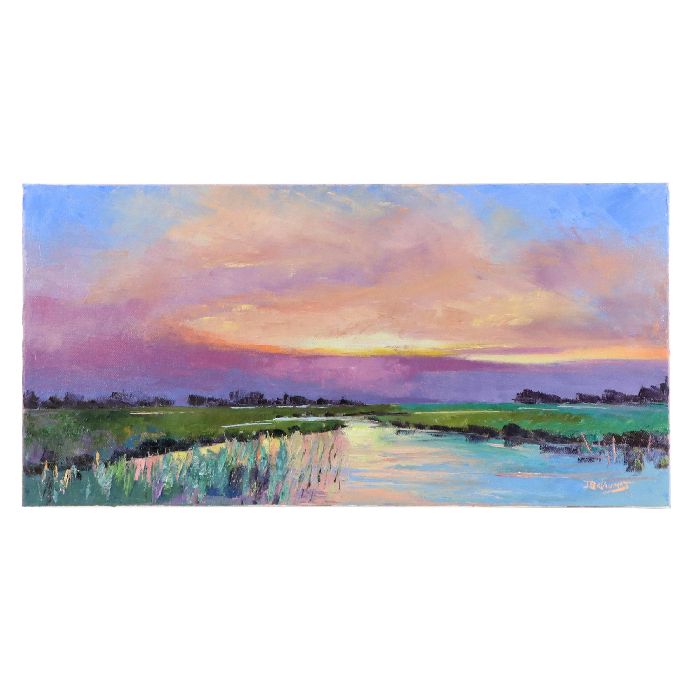 James Baldoumas Landscape Oil Painting "Marsh Sunset," 2024