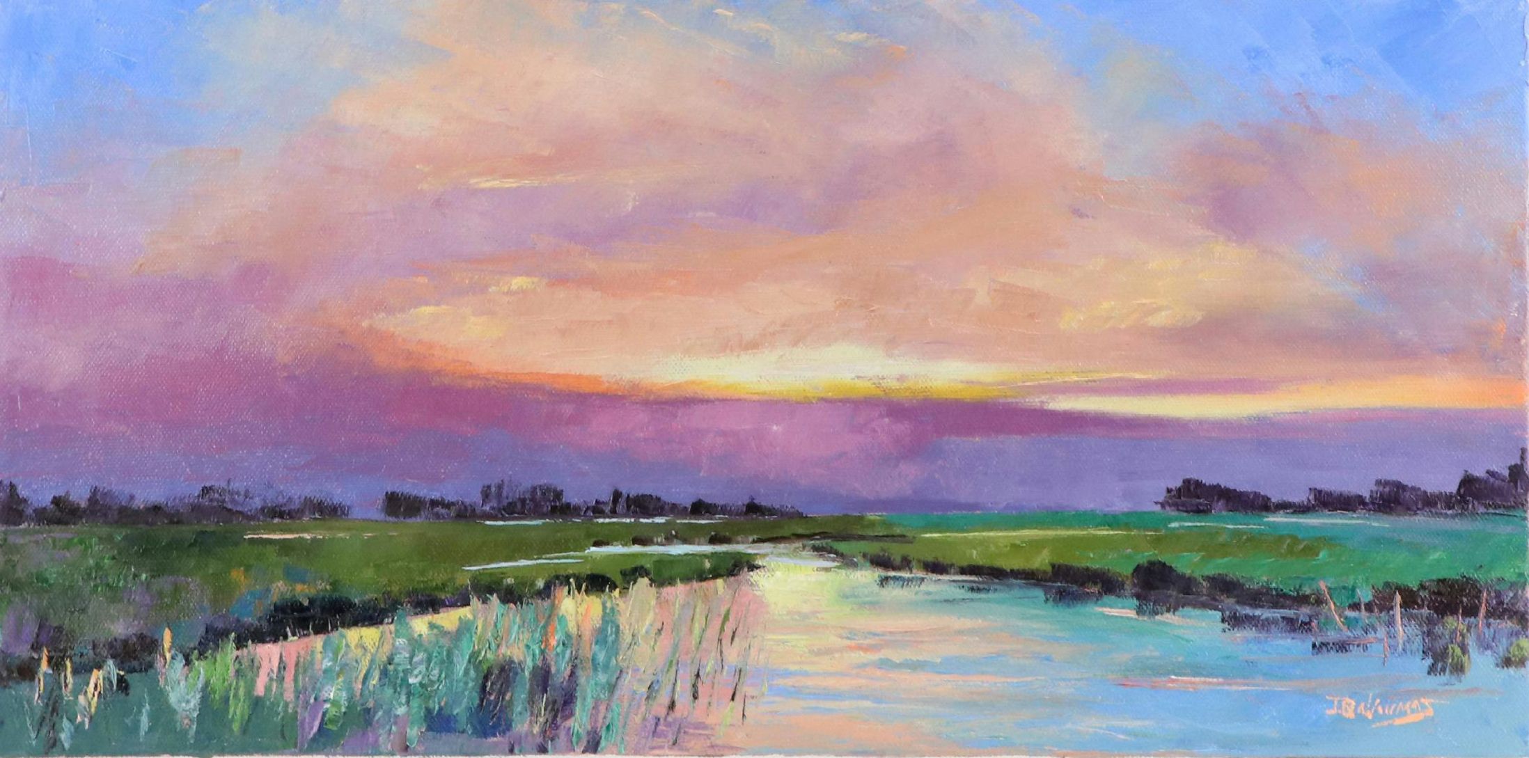 James Baldoumas Landscape Oil Painting "Marsh Sunset," 2024