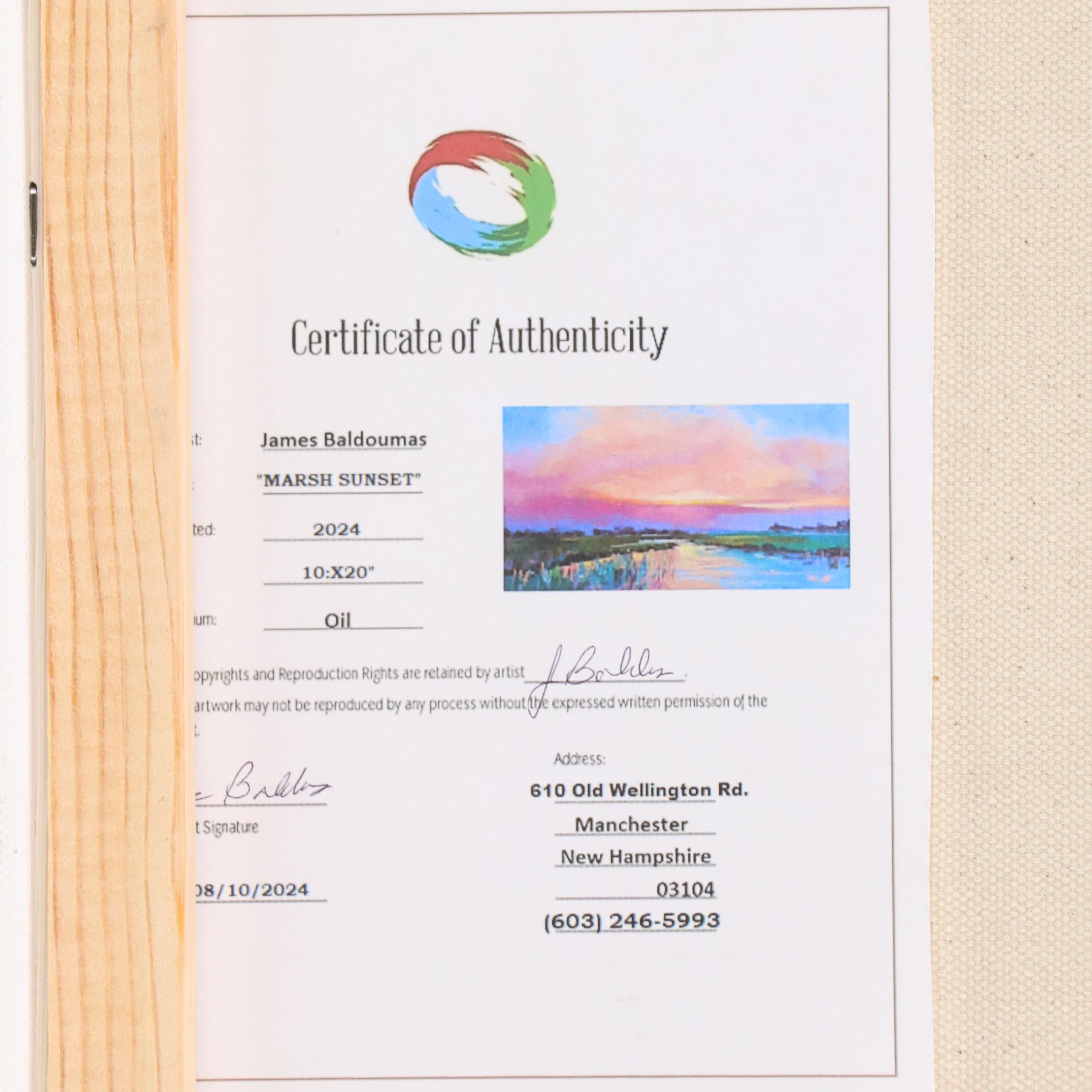 James Baldoumas Landscape Oil Painting "Marsh Sunset," 2024