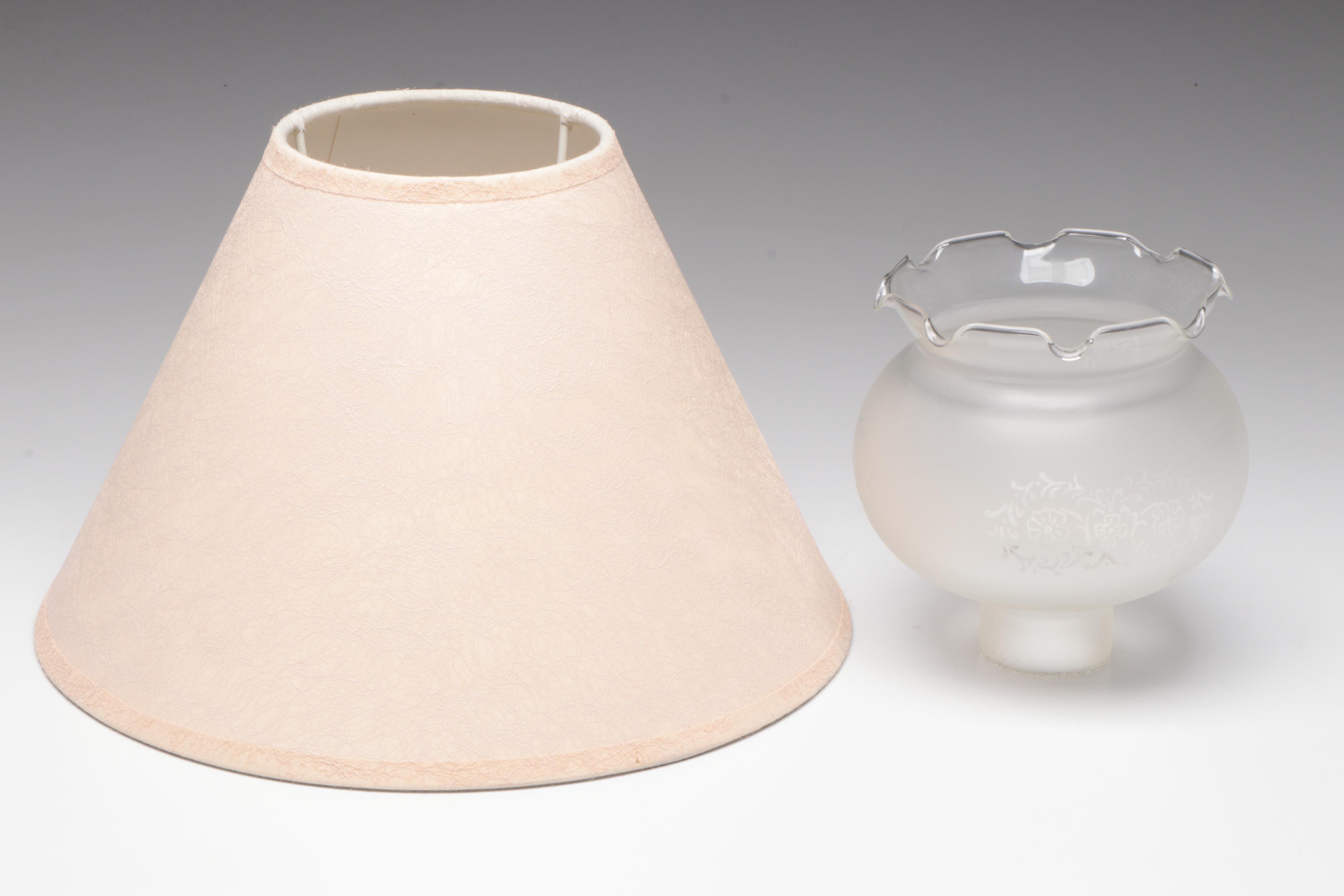 Glass and Marble Parlor Lamp with Table Lamp with Crystal Prism Pendants