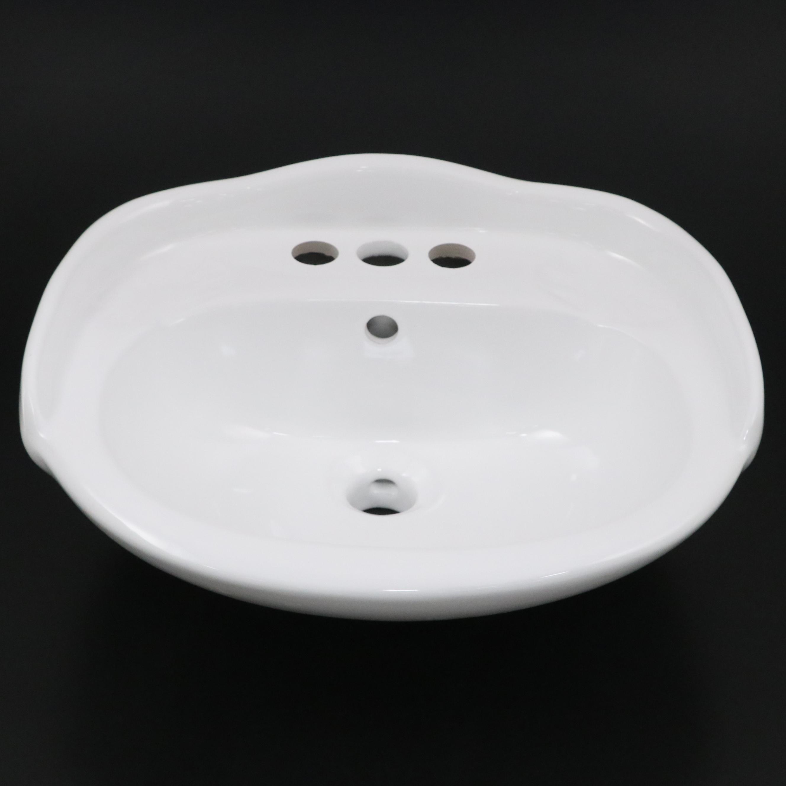 Victorian Style Porcelain Three-Hole Sink Basin