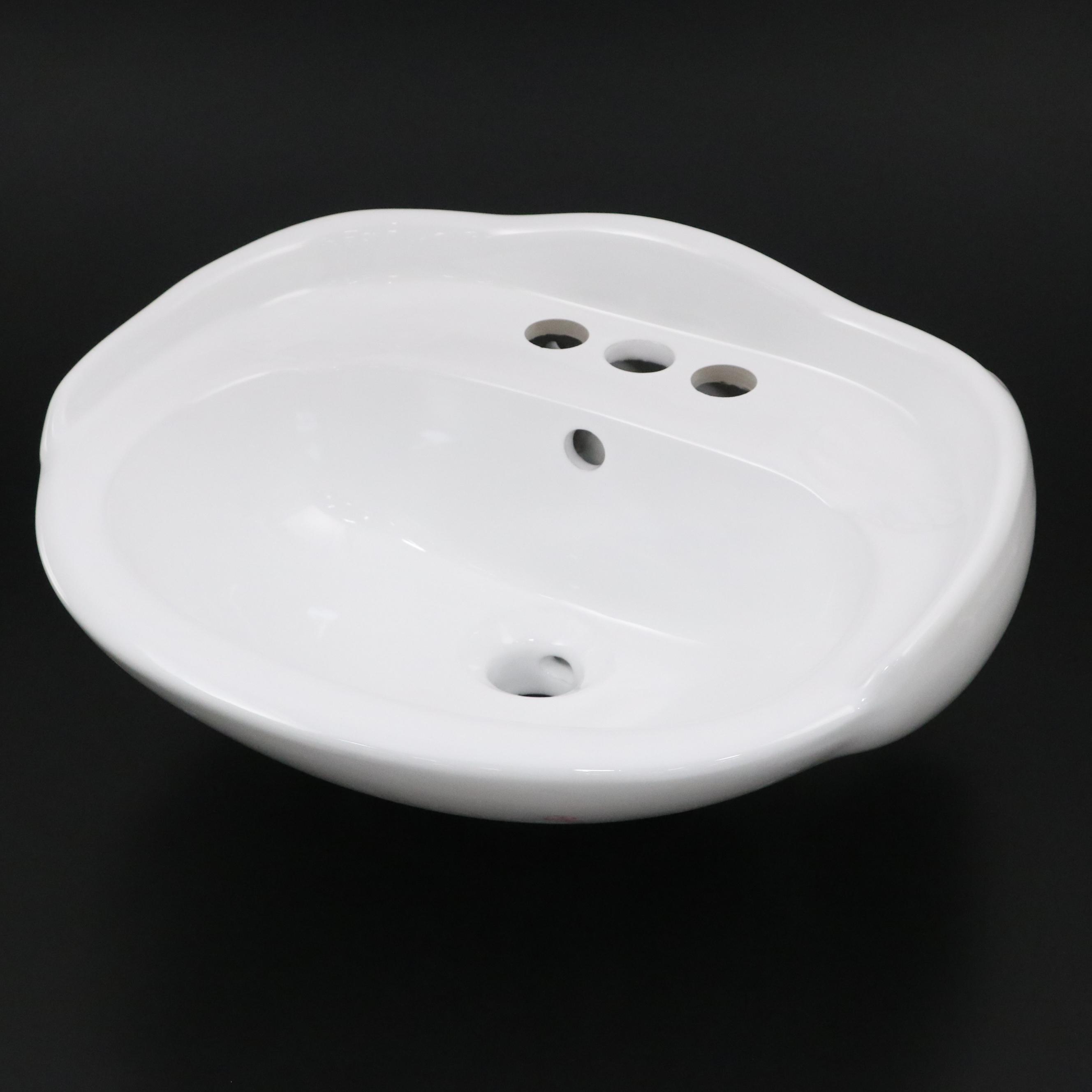 Victorian Style Porcelain Three-Hole Sink Basin