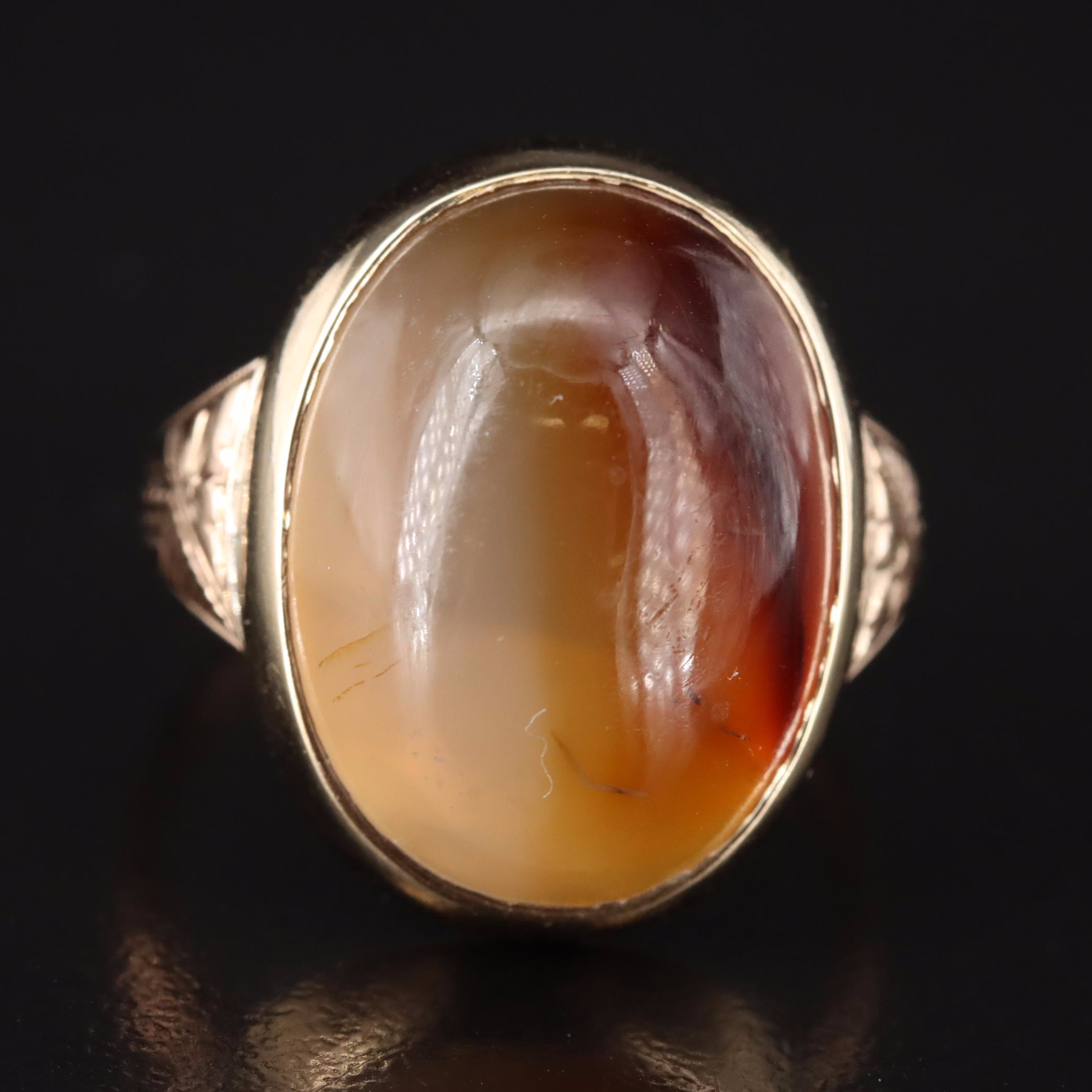 Antique 10K Agate Ring