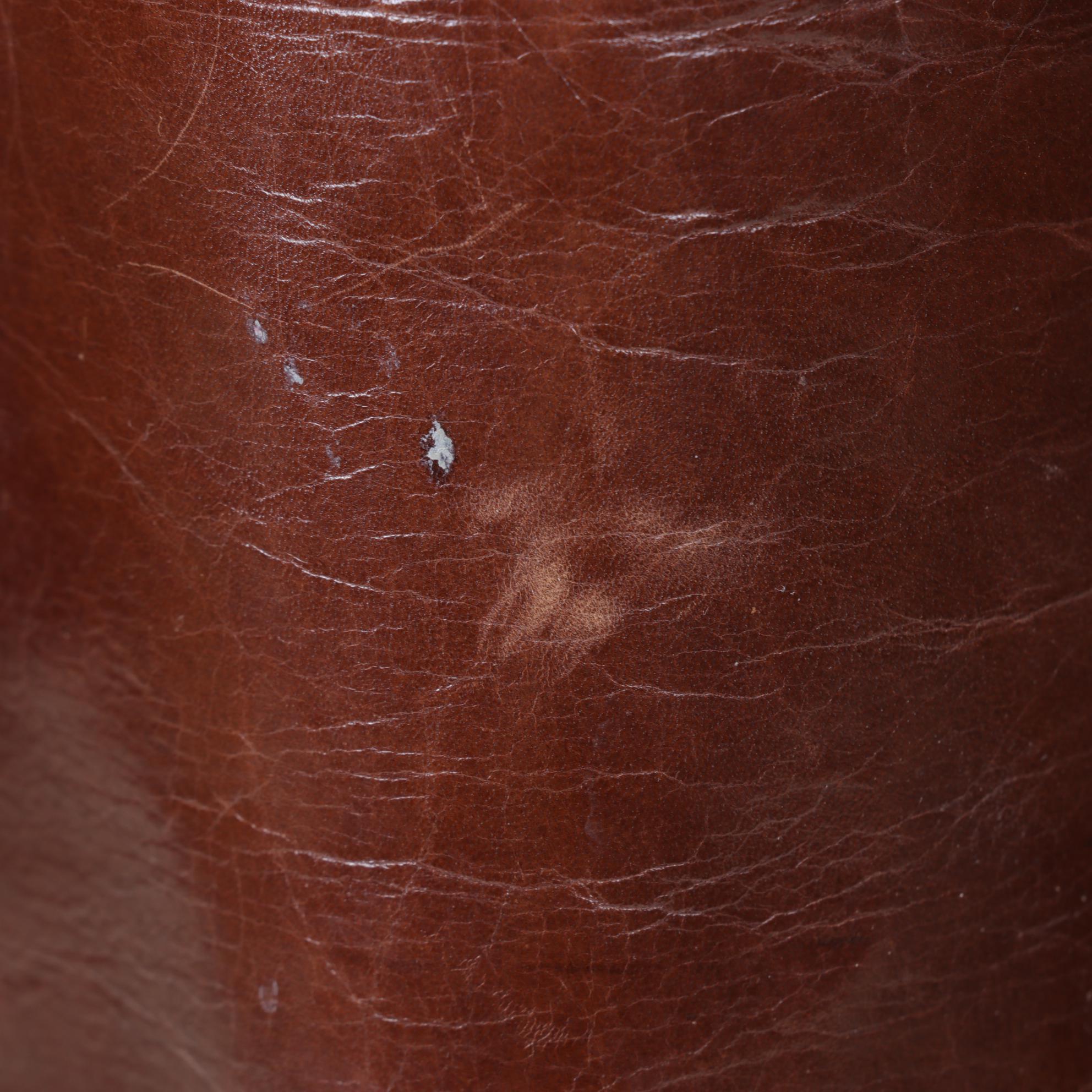 Gucci Brown Leather and Burnt Orange Trim Horsebit Stacked Heel Boots, 1970s