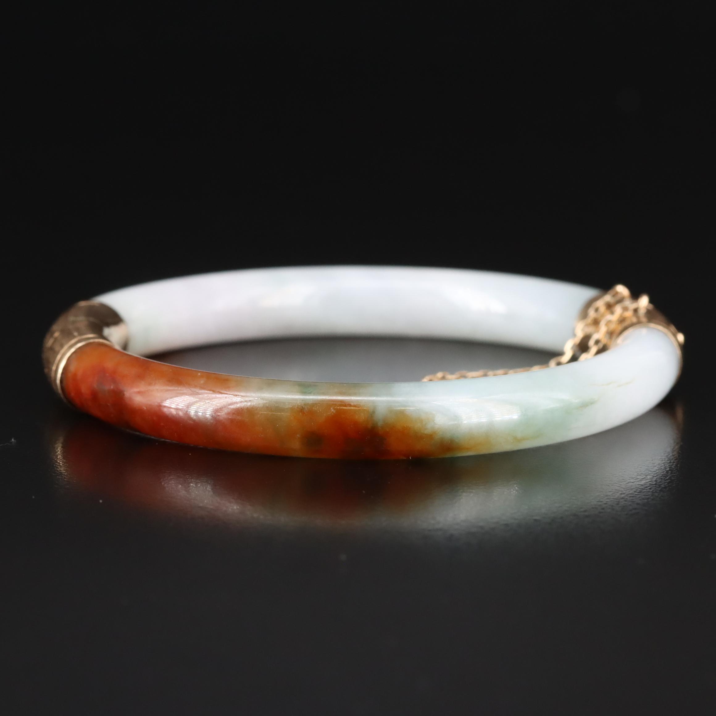 Vintage 14K Jadeite Hinged Bangle