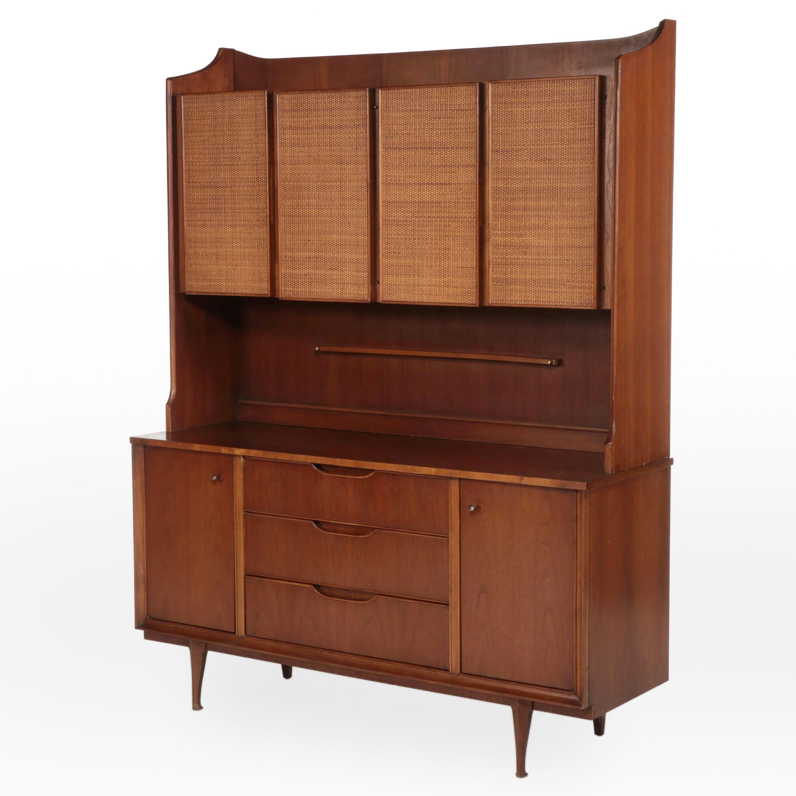 Mid Century Modern Walnut and Cane Buffet