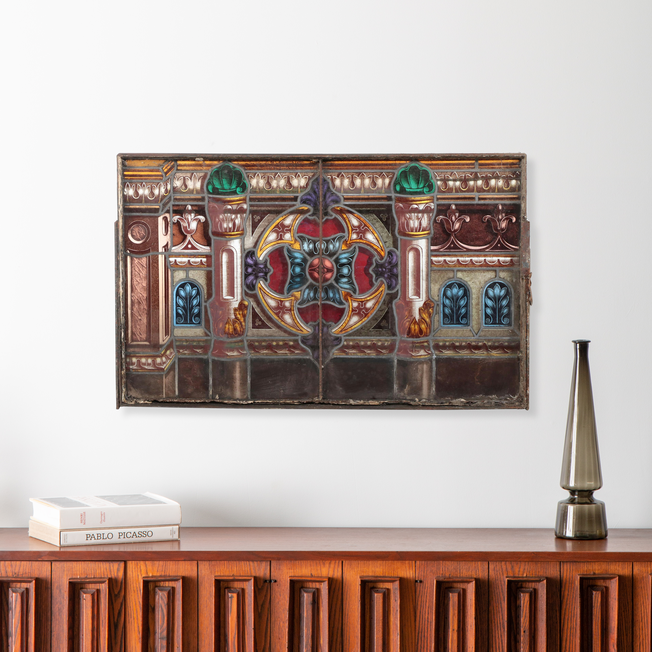 Stained and Leaded Glass Window Panel